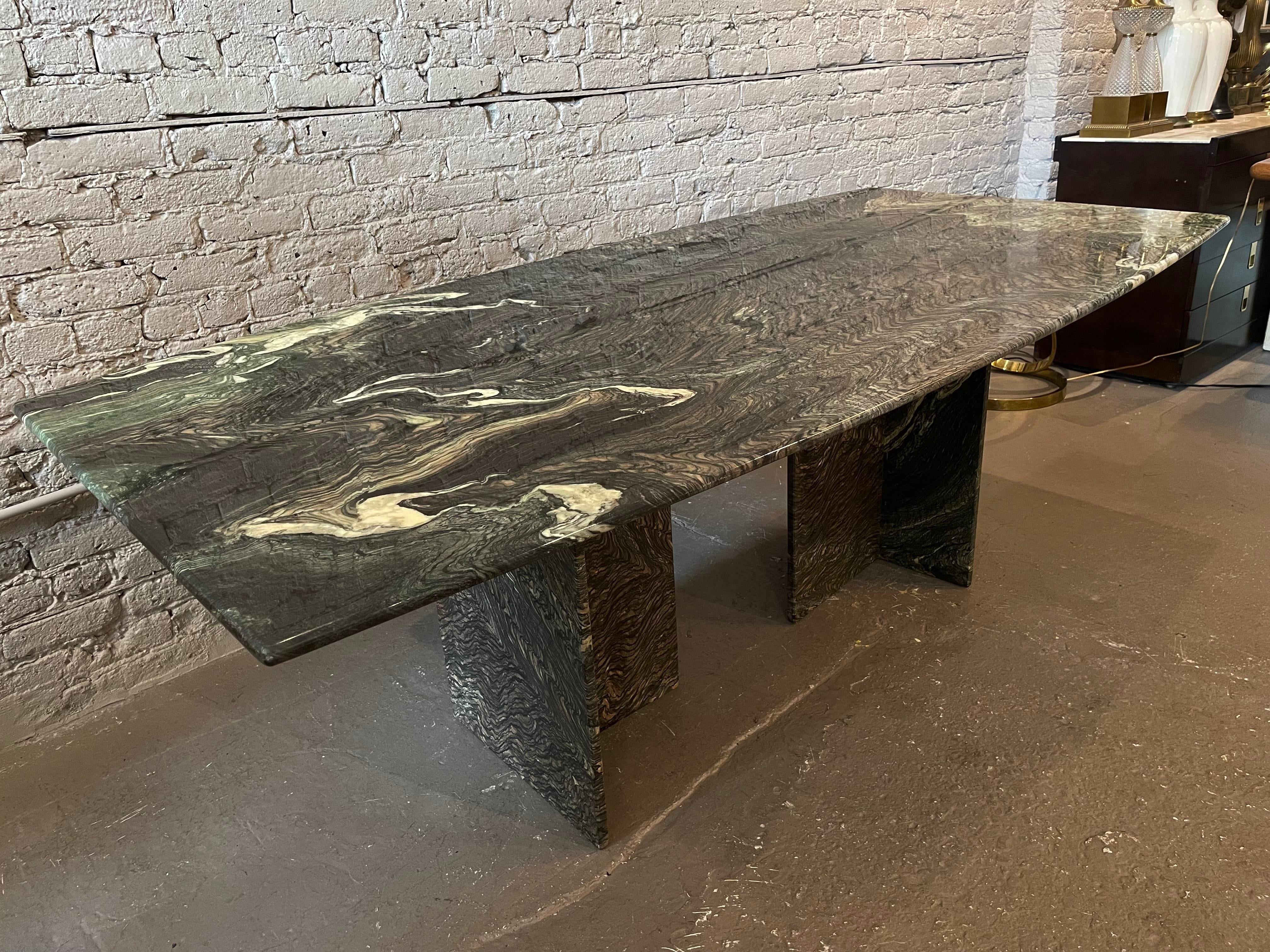 1980s Postmodern Cipollini Ondulato Marble Dining Table