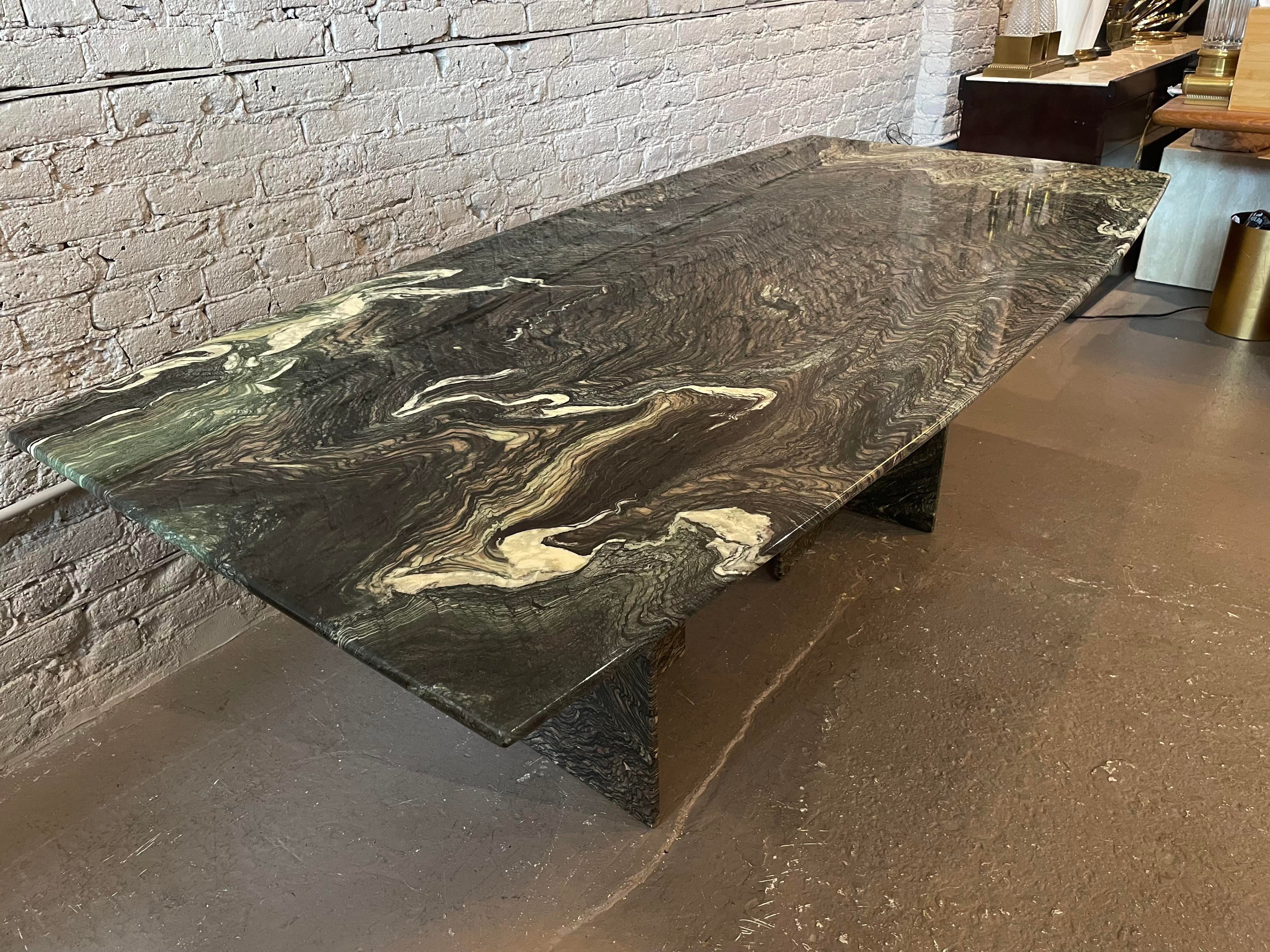 1980s Postmodern Cipollini Ondulato Marble Dining Table