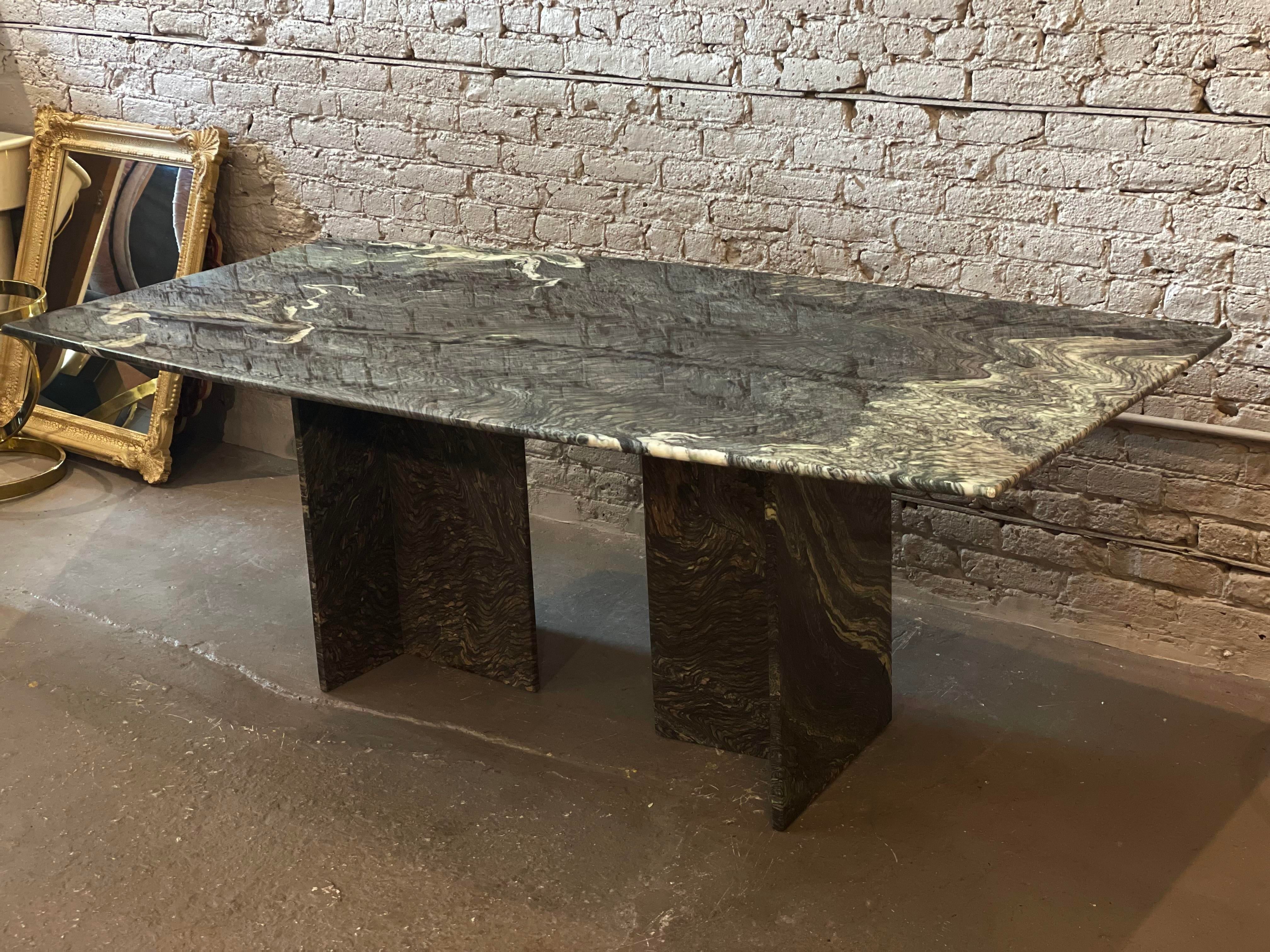 1980s Postmodern Cipollini Ondulato Marble Dining Table