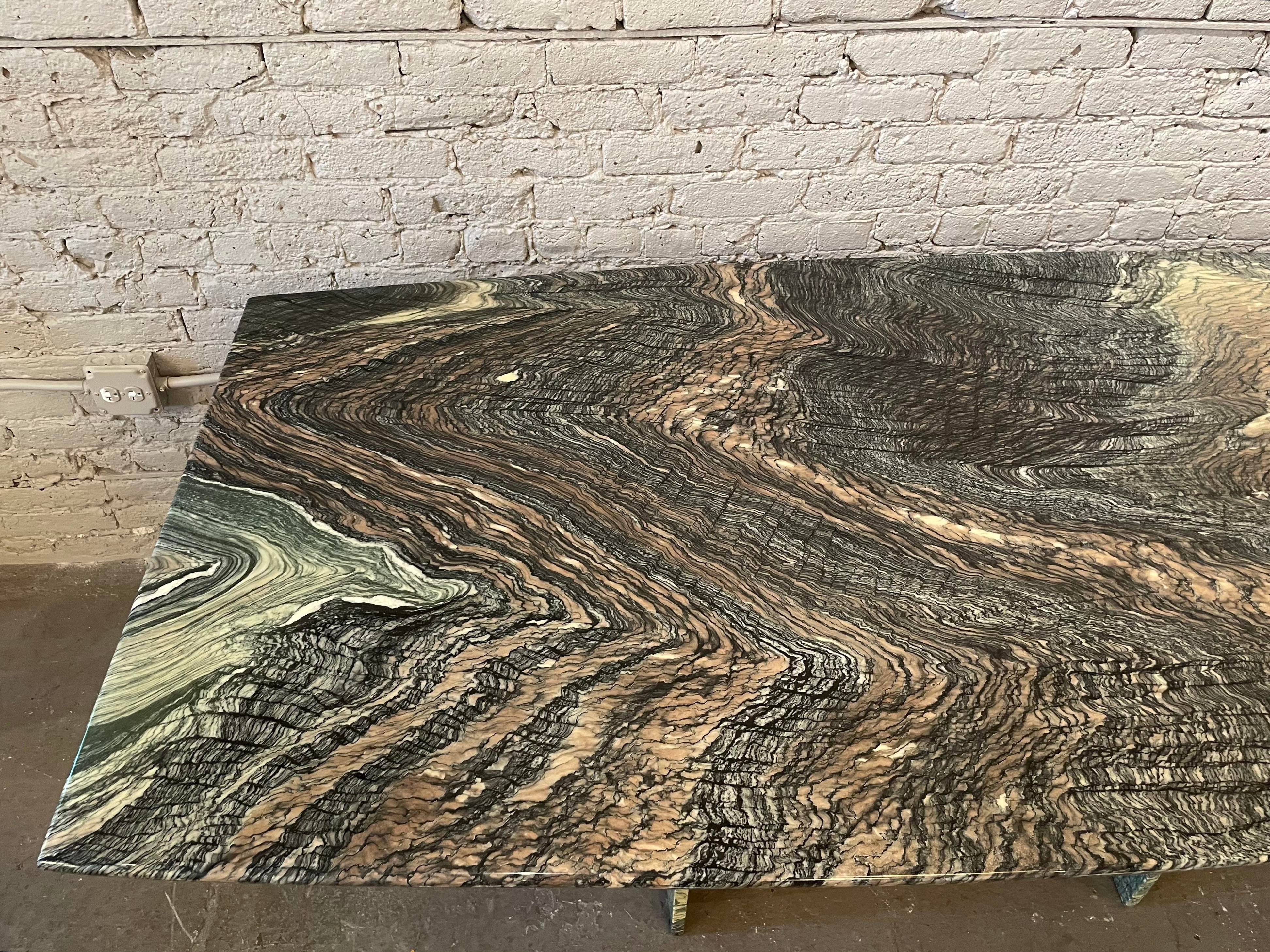 1980s Postmodern Cipollino Ondulato Dining Table