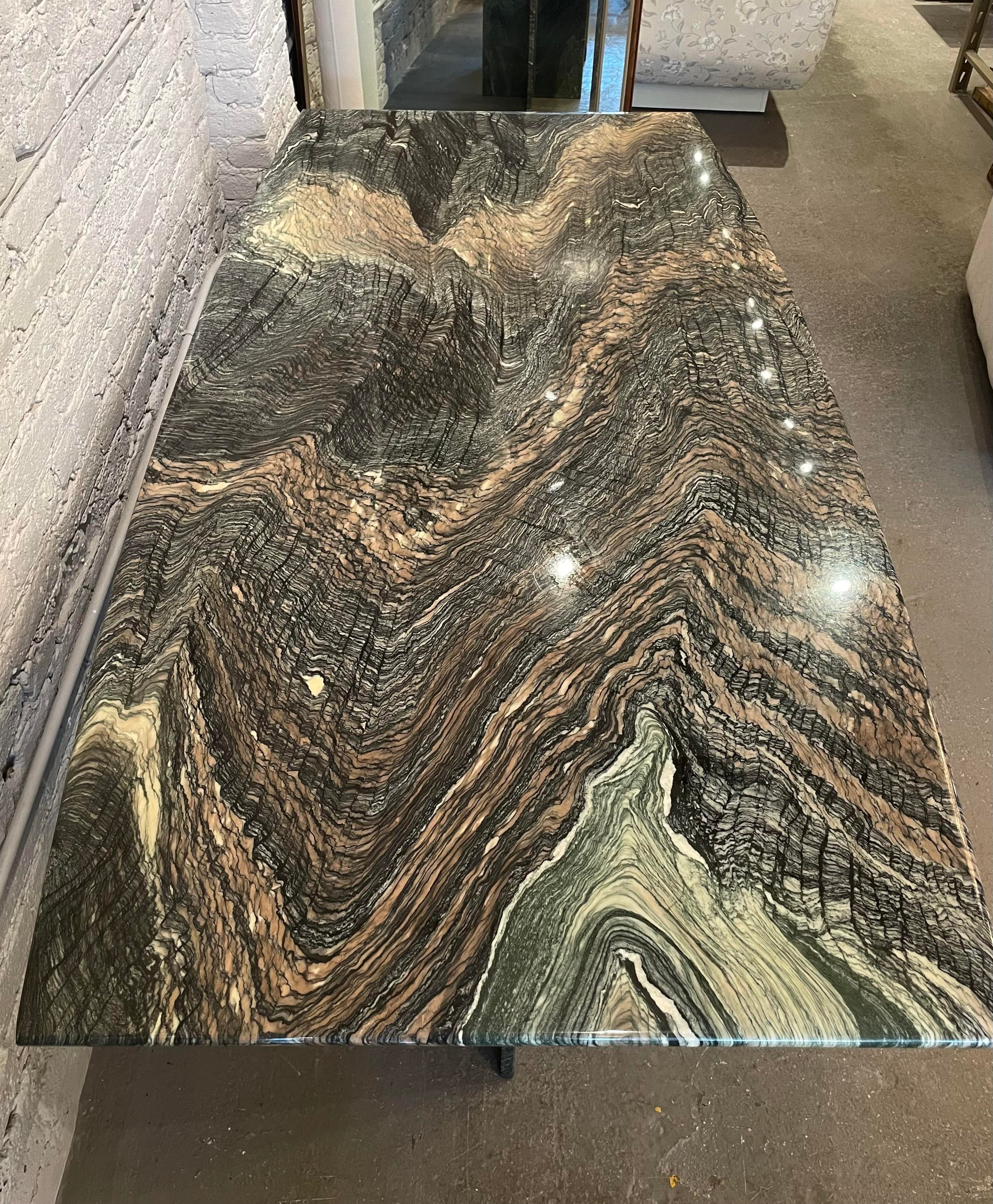 1980s Postmodern Cipollino Ondulato Dining Table