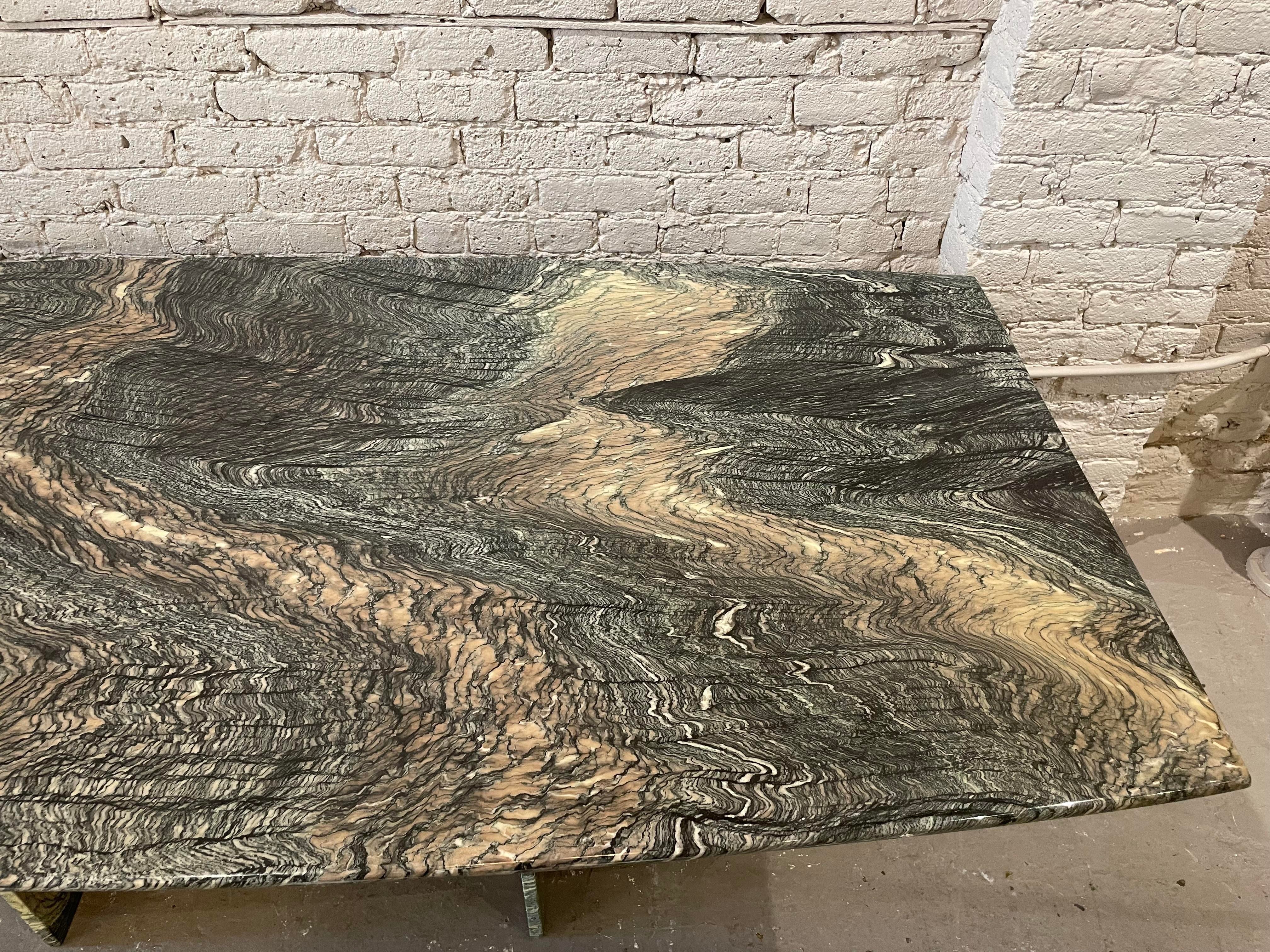 1980s Postmodern Cipollino Ondulato Dining Table
