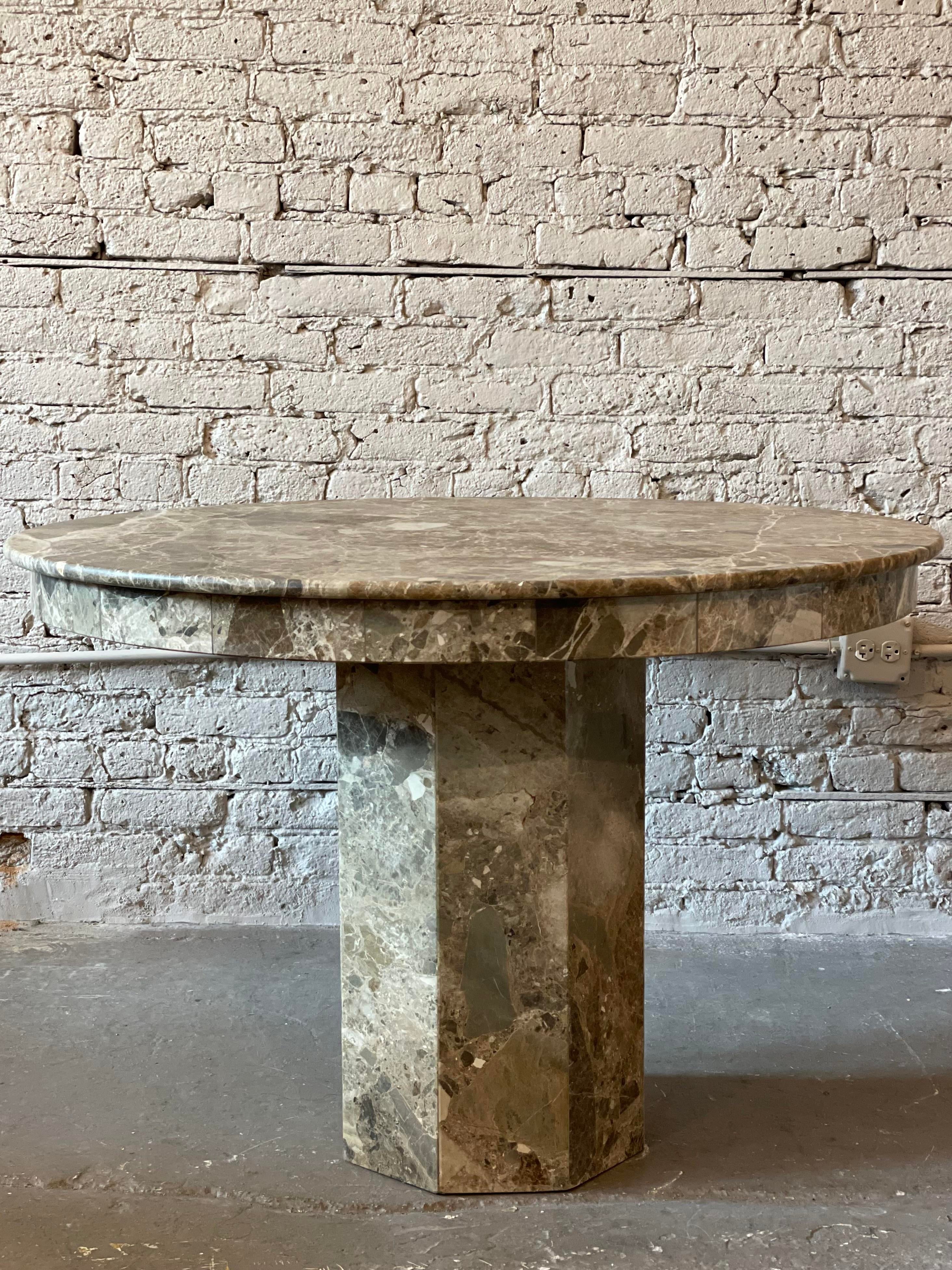 1980s Postmodern Emperado Round Marble Dining Table