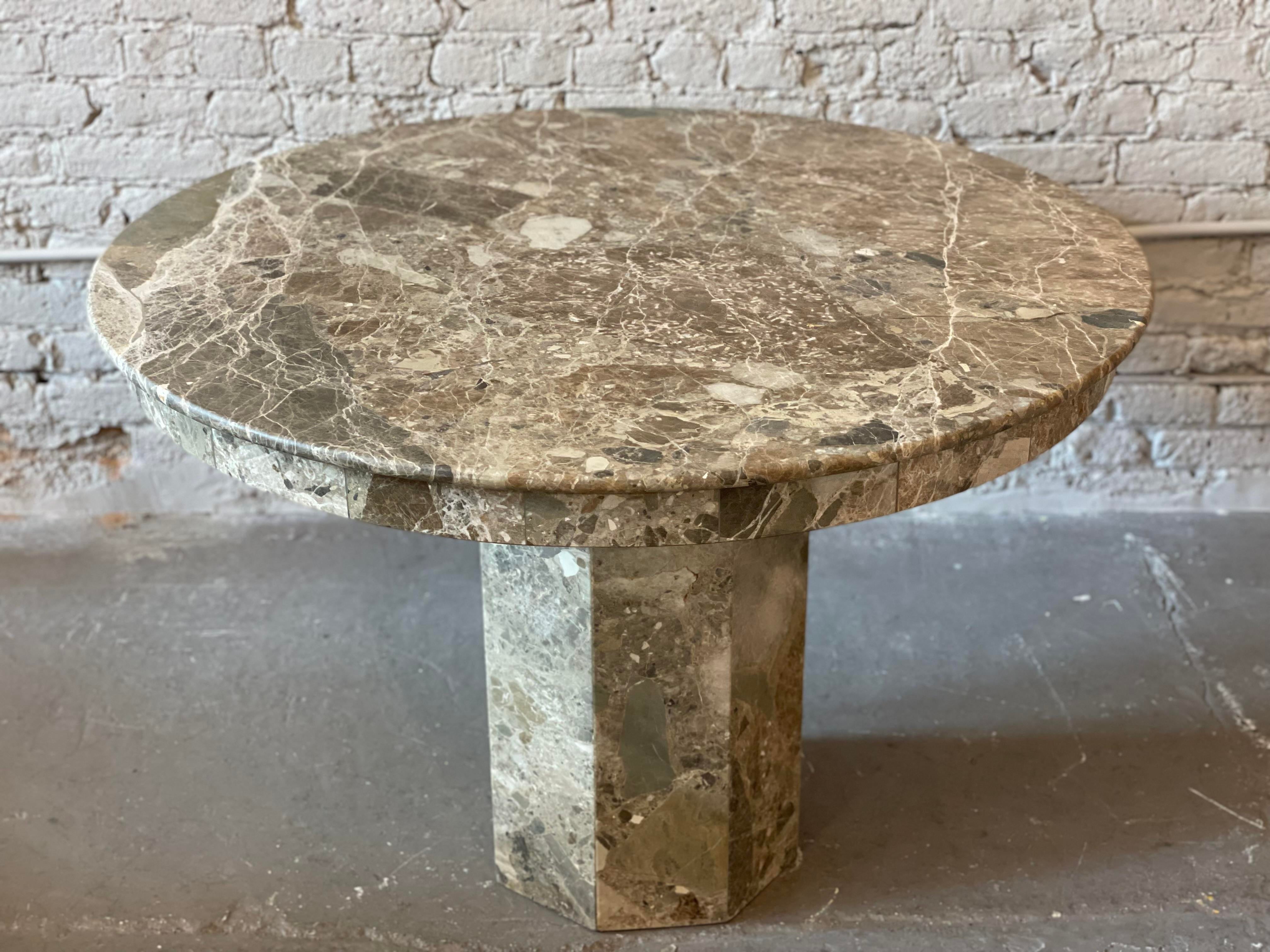 1980s Postmodern Emperado Round Marble Dining Table