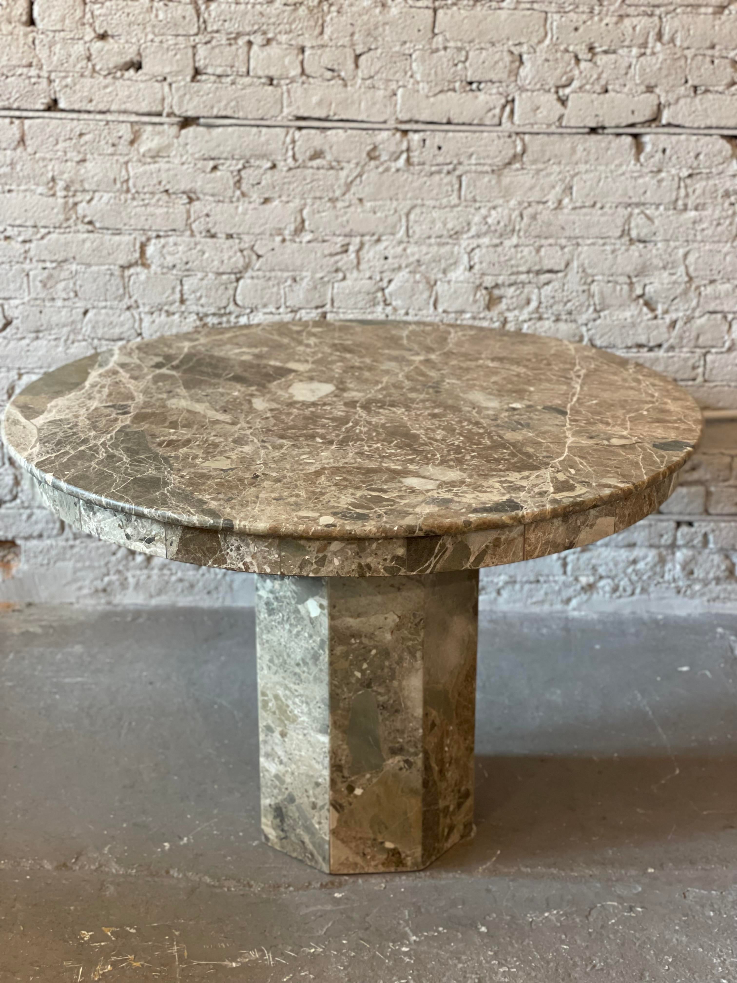 1980s Postmodern Emperado Round Marble Dining Table