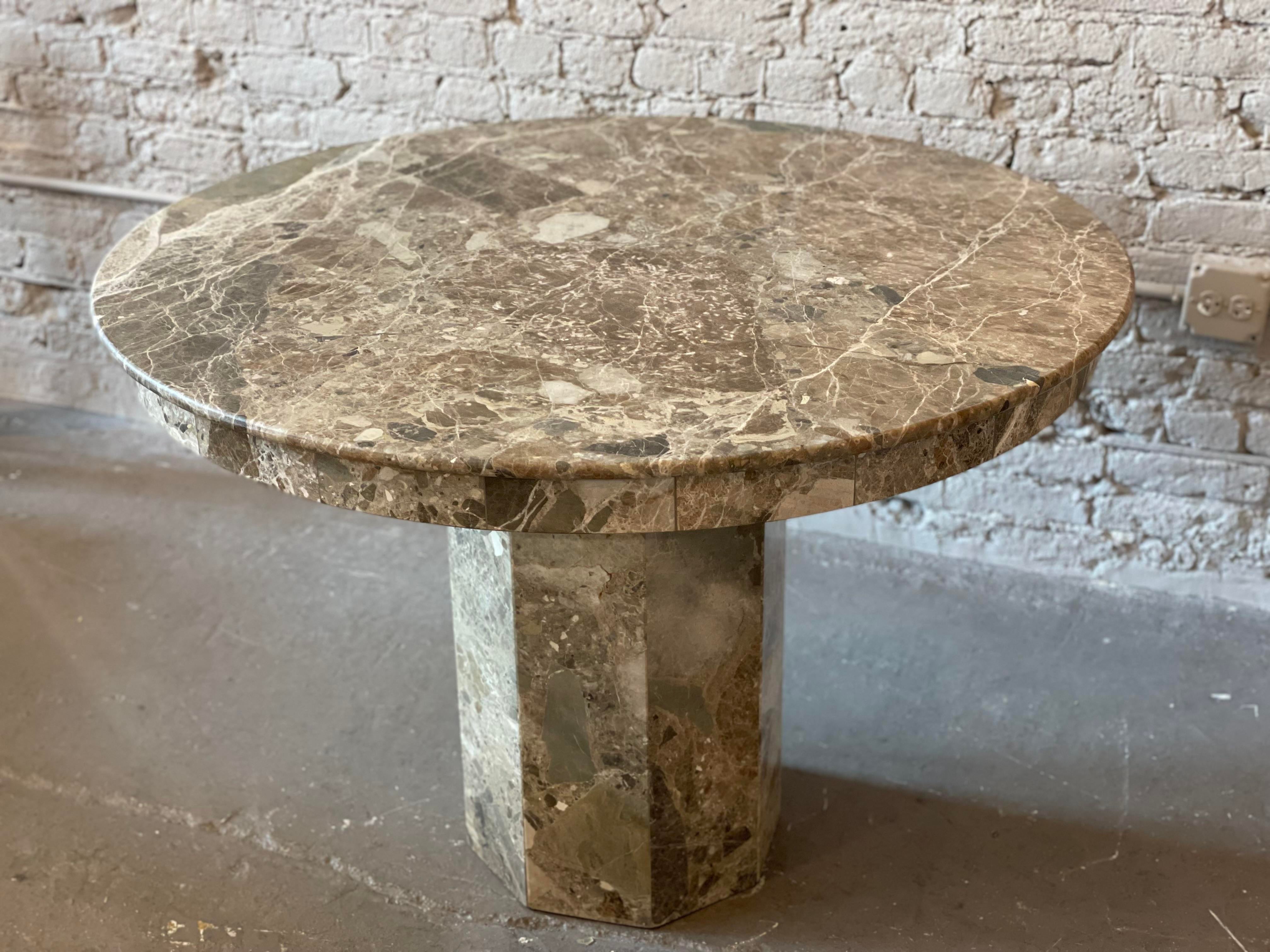 1980s Postmodern Emperado Round Marble Dining Table