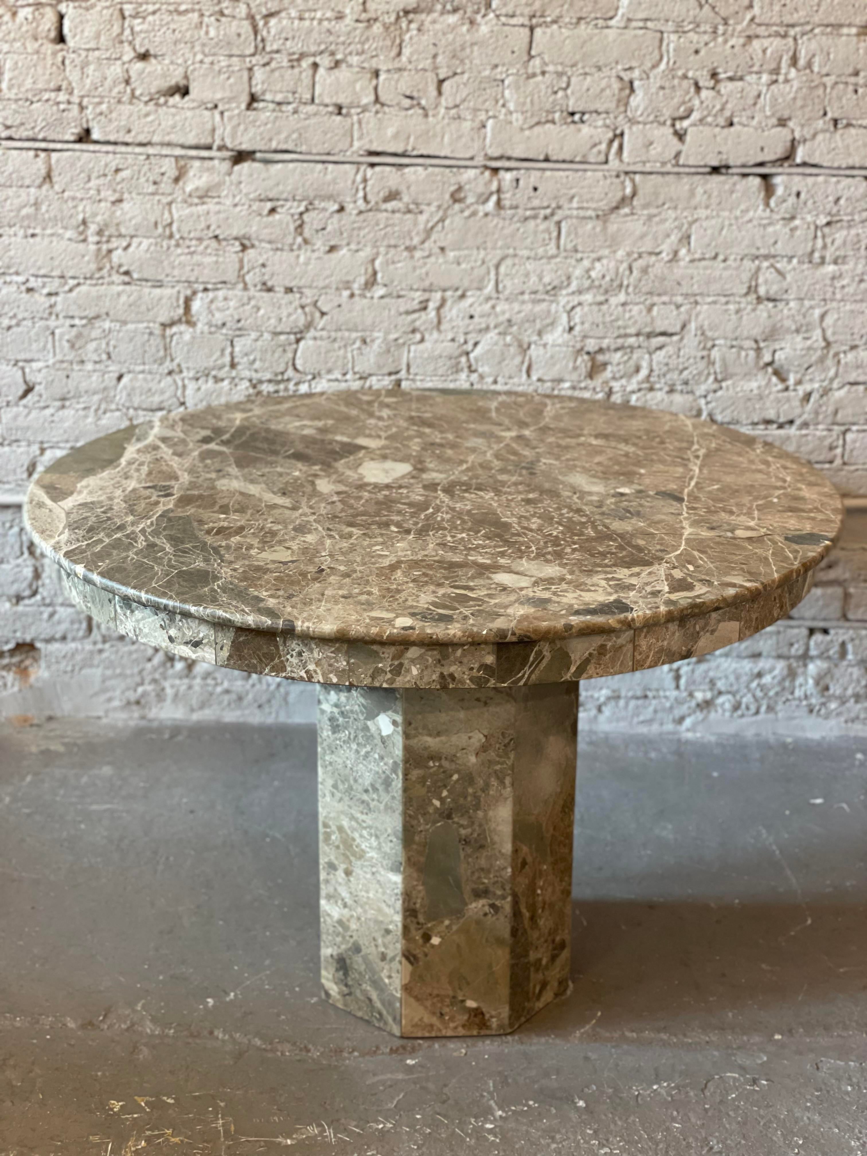 1980s Postmodern Emperado Round Marble Dining Table
