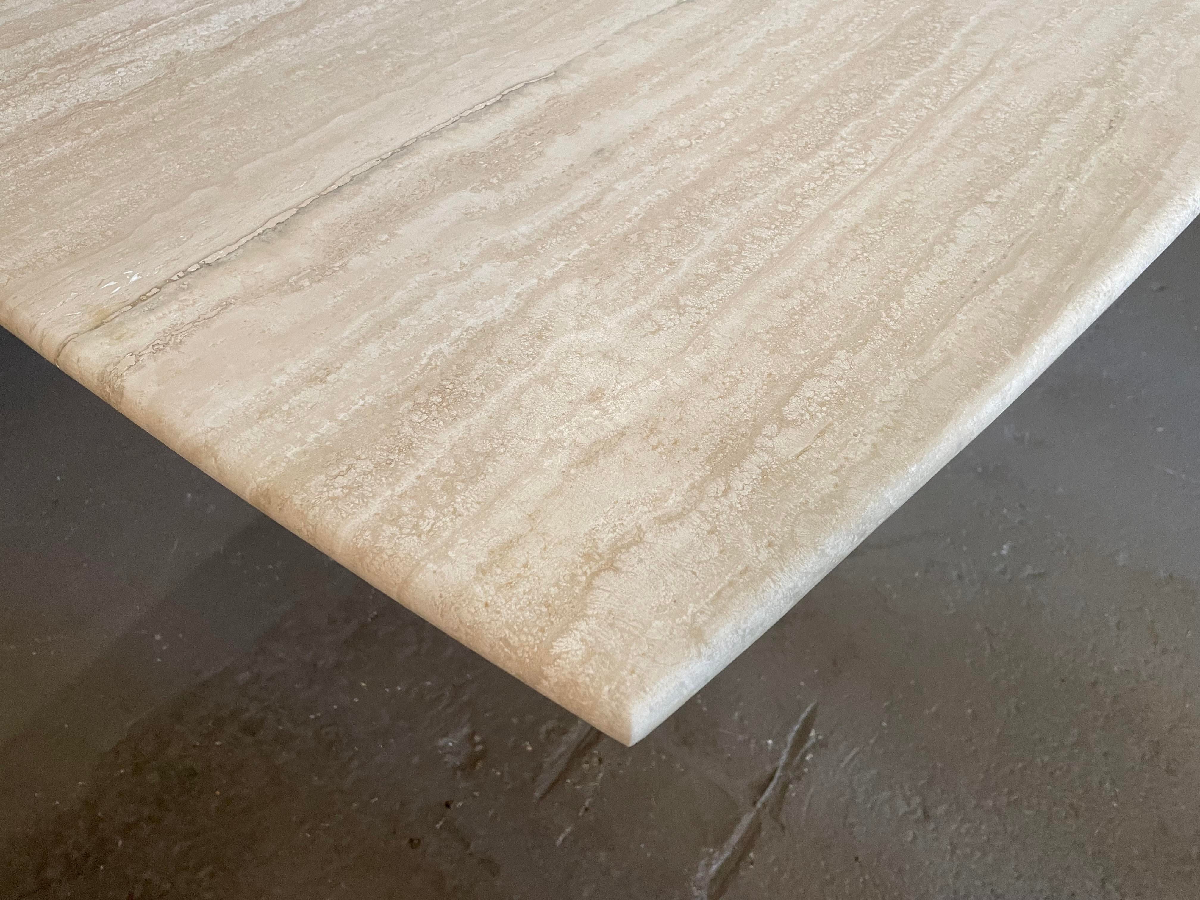 1980s Postmodern Honed Travertine Dining Table