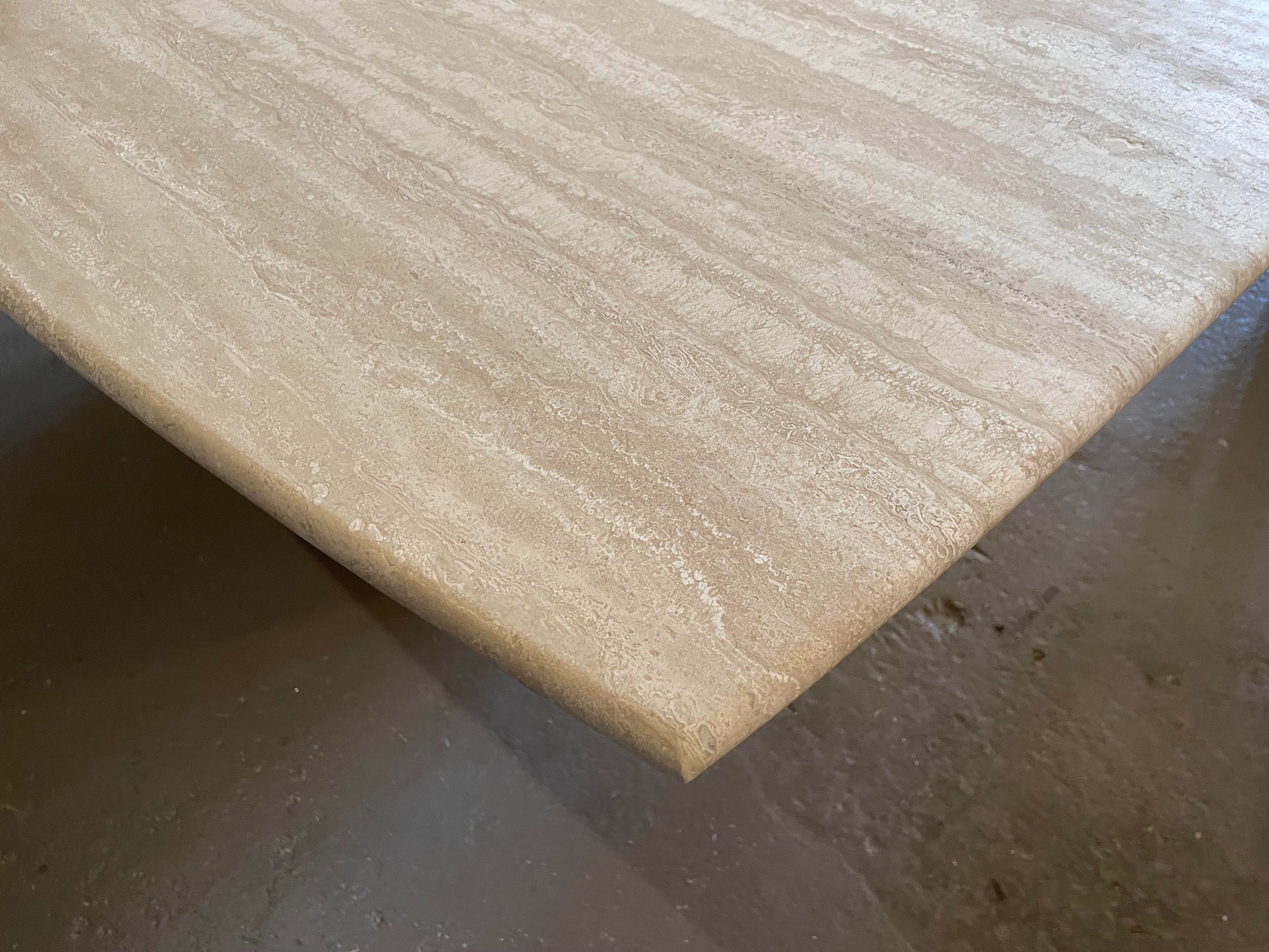 1980s Postmodern Honed Travertine Dining Table