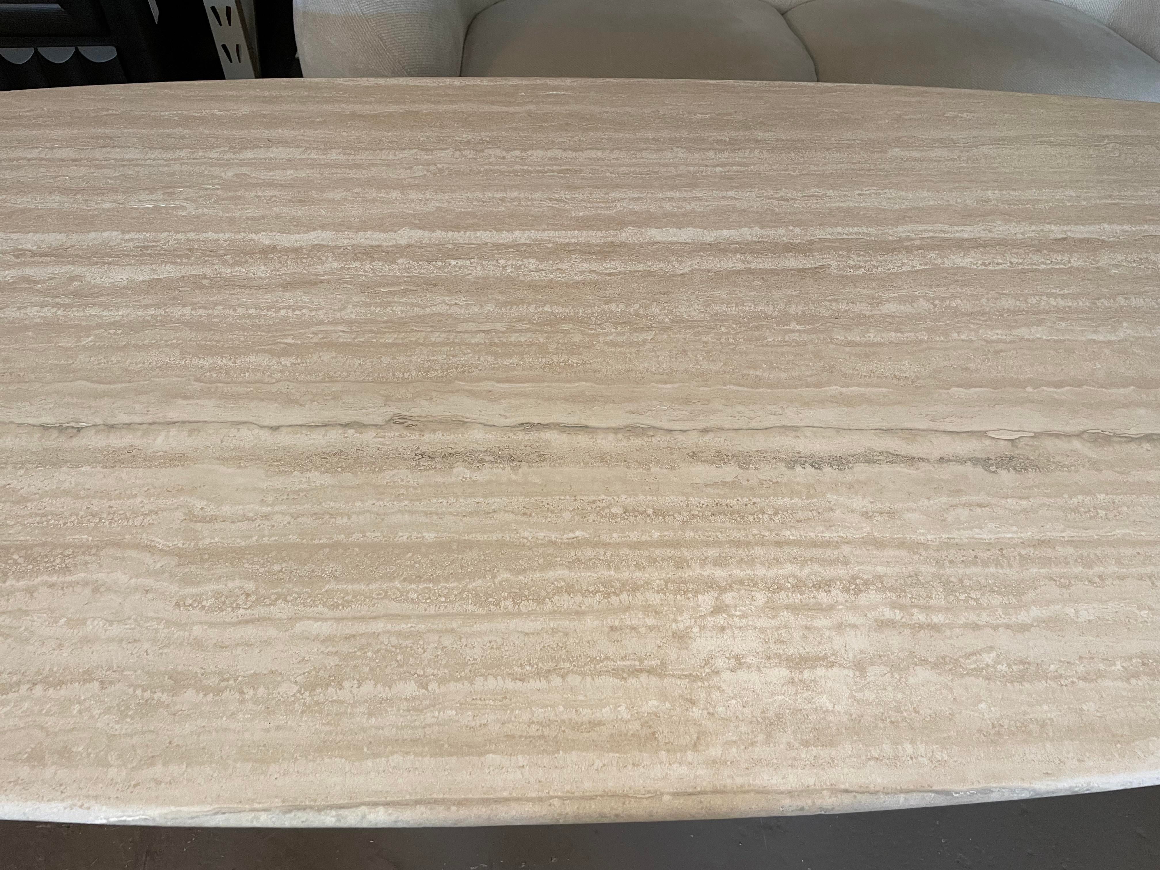 1980s Postmodern Honed Travertine Dining Table