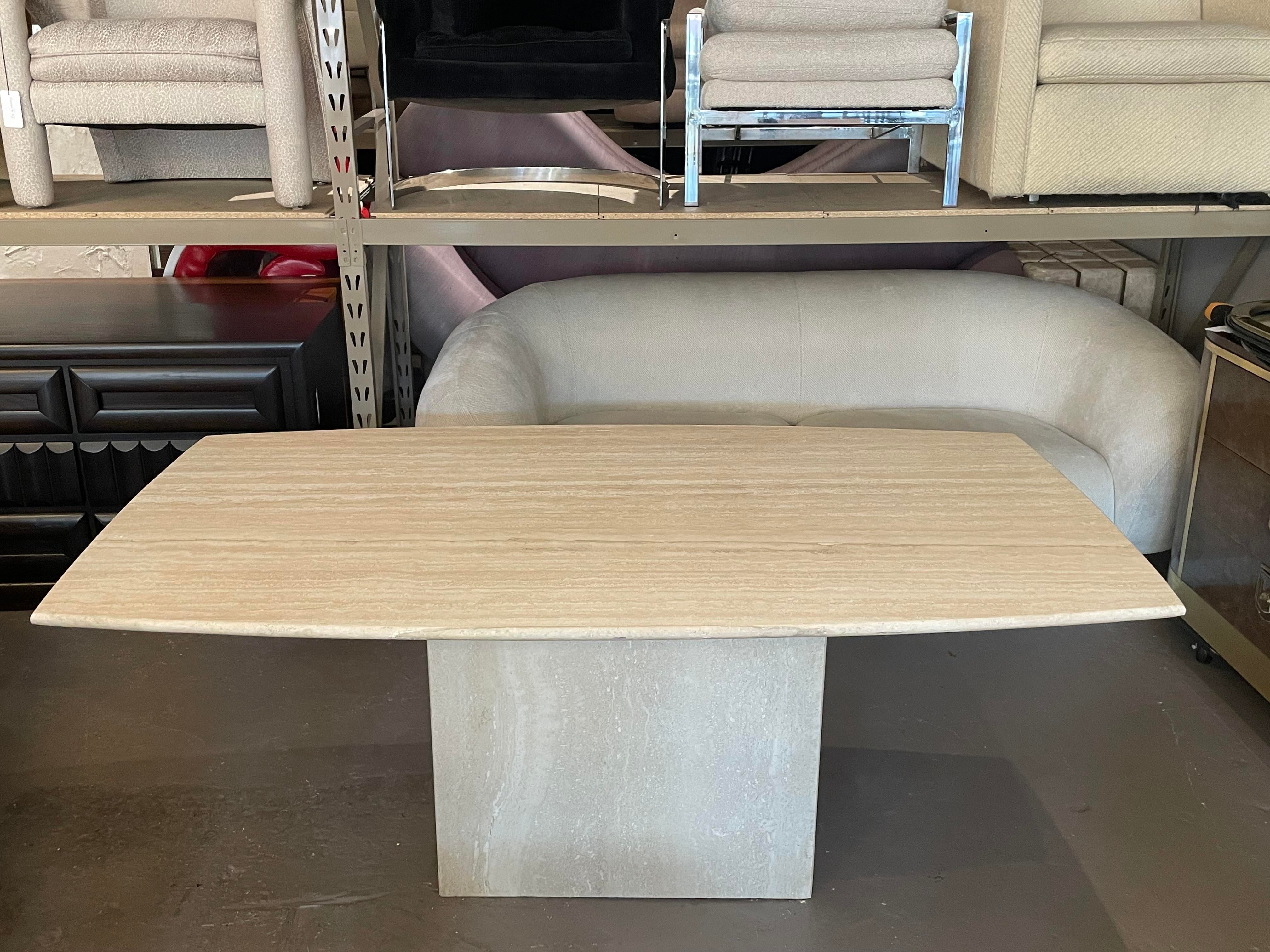 1980s Postmodern Honed Travertine Dining Table