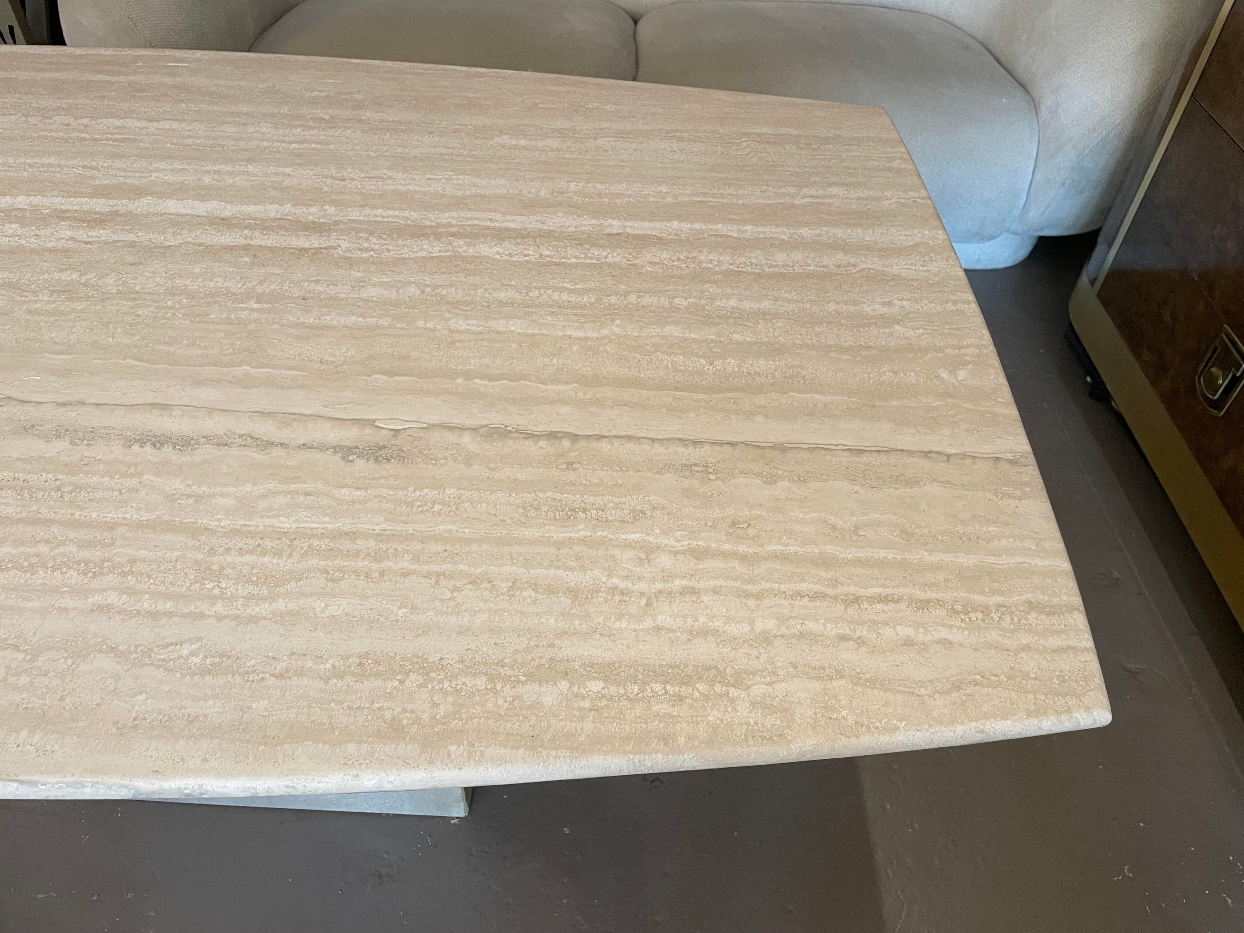 1980s Postmodern Honed Travertine Dining Table