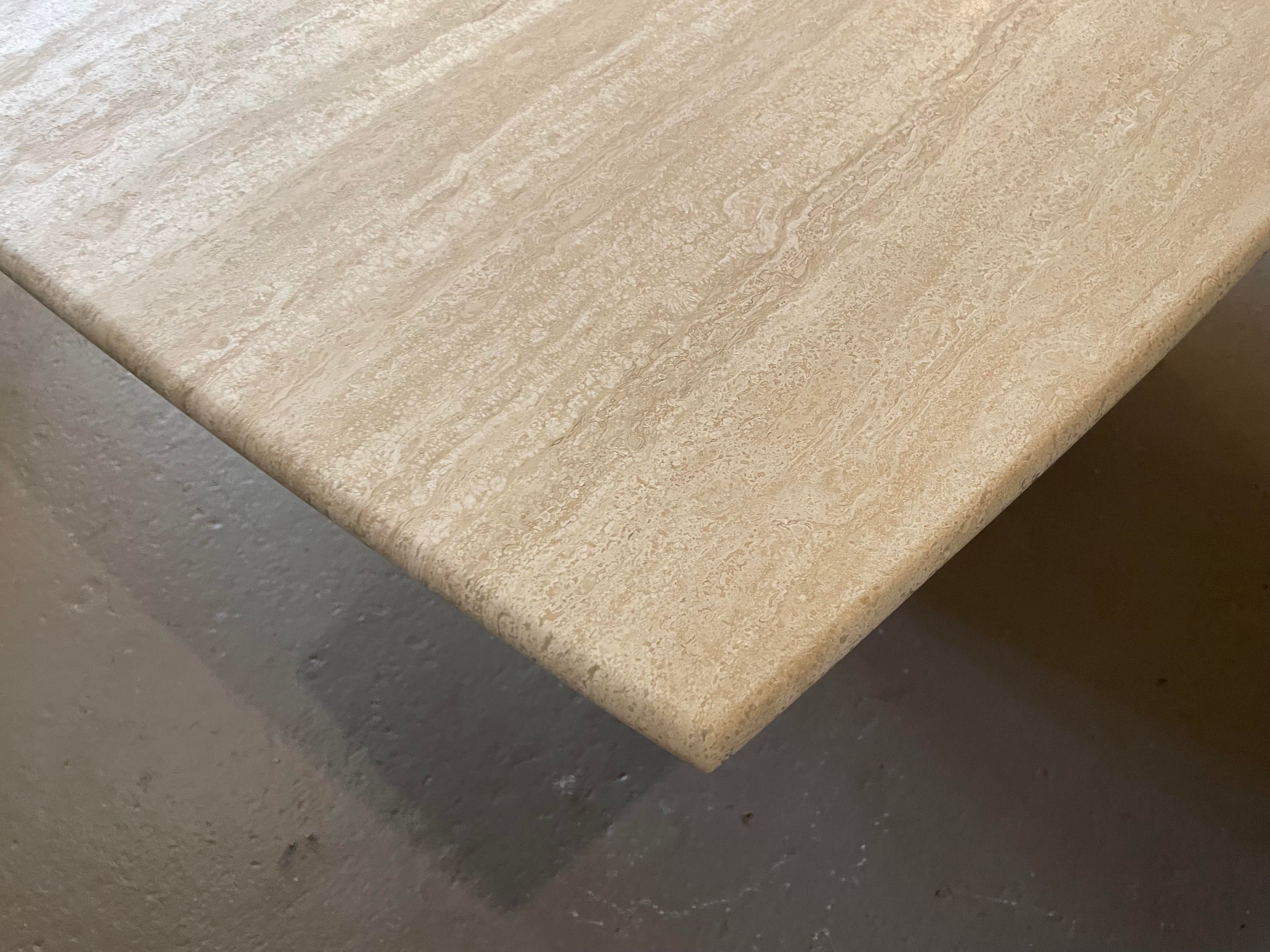 1980s Postmodern Honed Travertine Dining Table