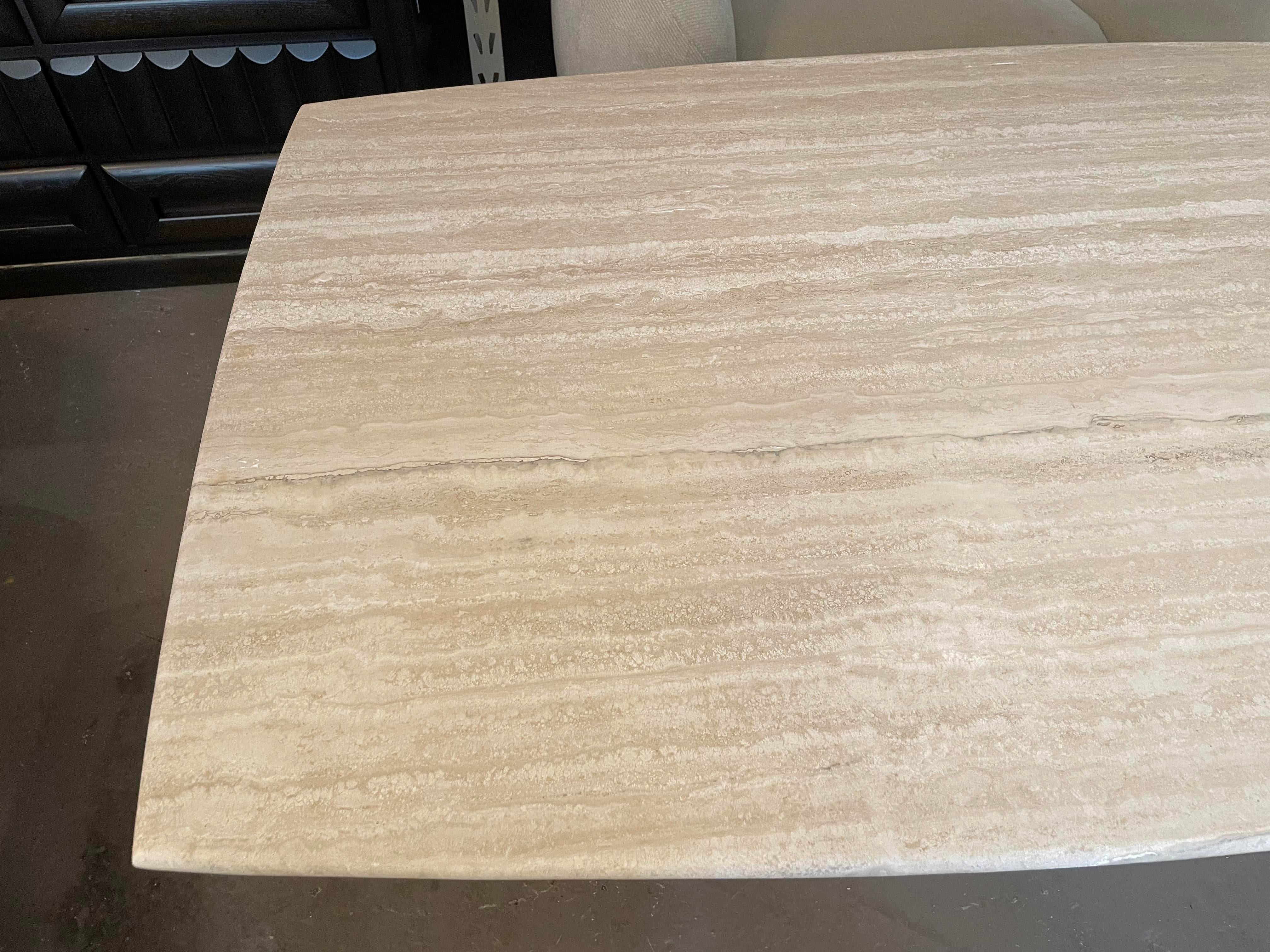 1980s Postmodern Honed Travertine Dining Table