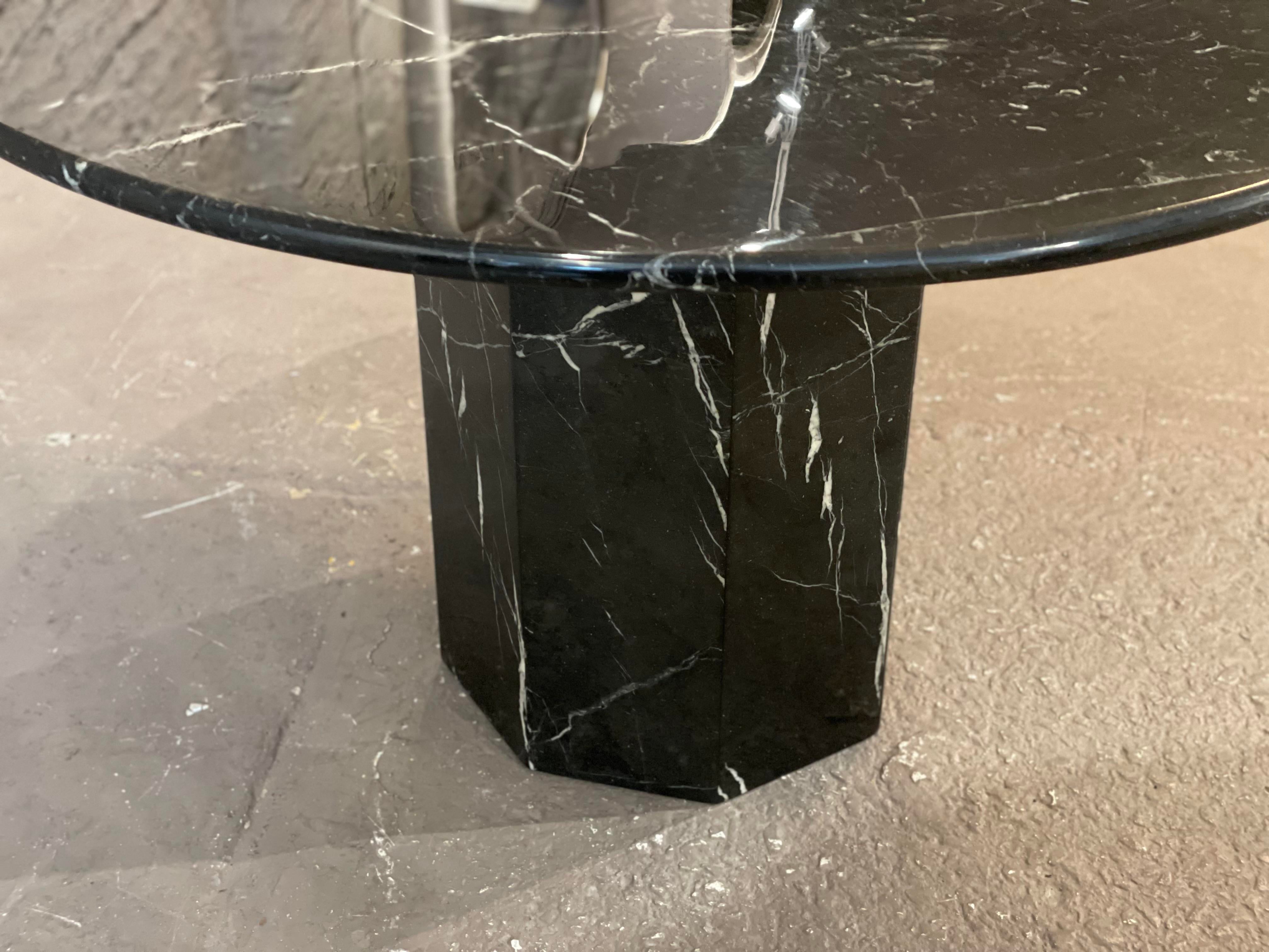 1980s Postmodern Nero Marquina Marble Dining Table