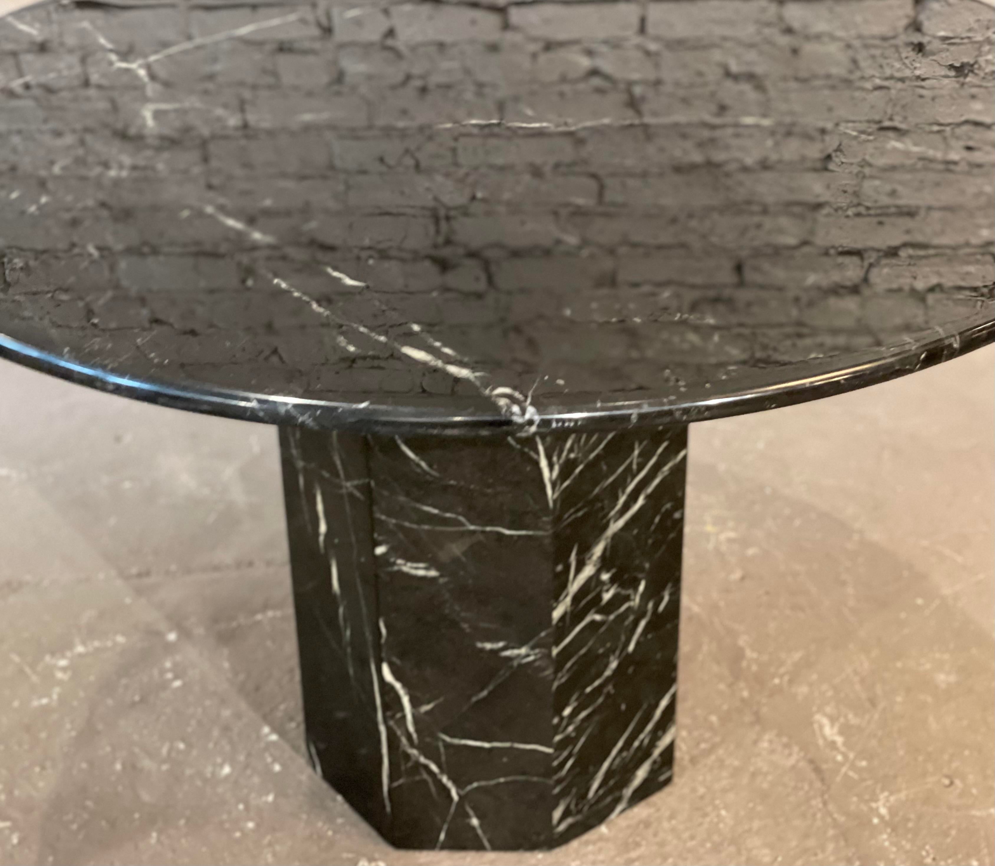 1980s Postmodern Nero Marquina Marble Dining Table