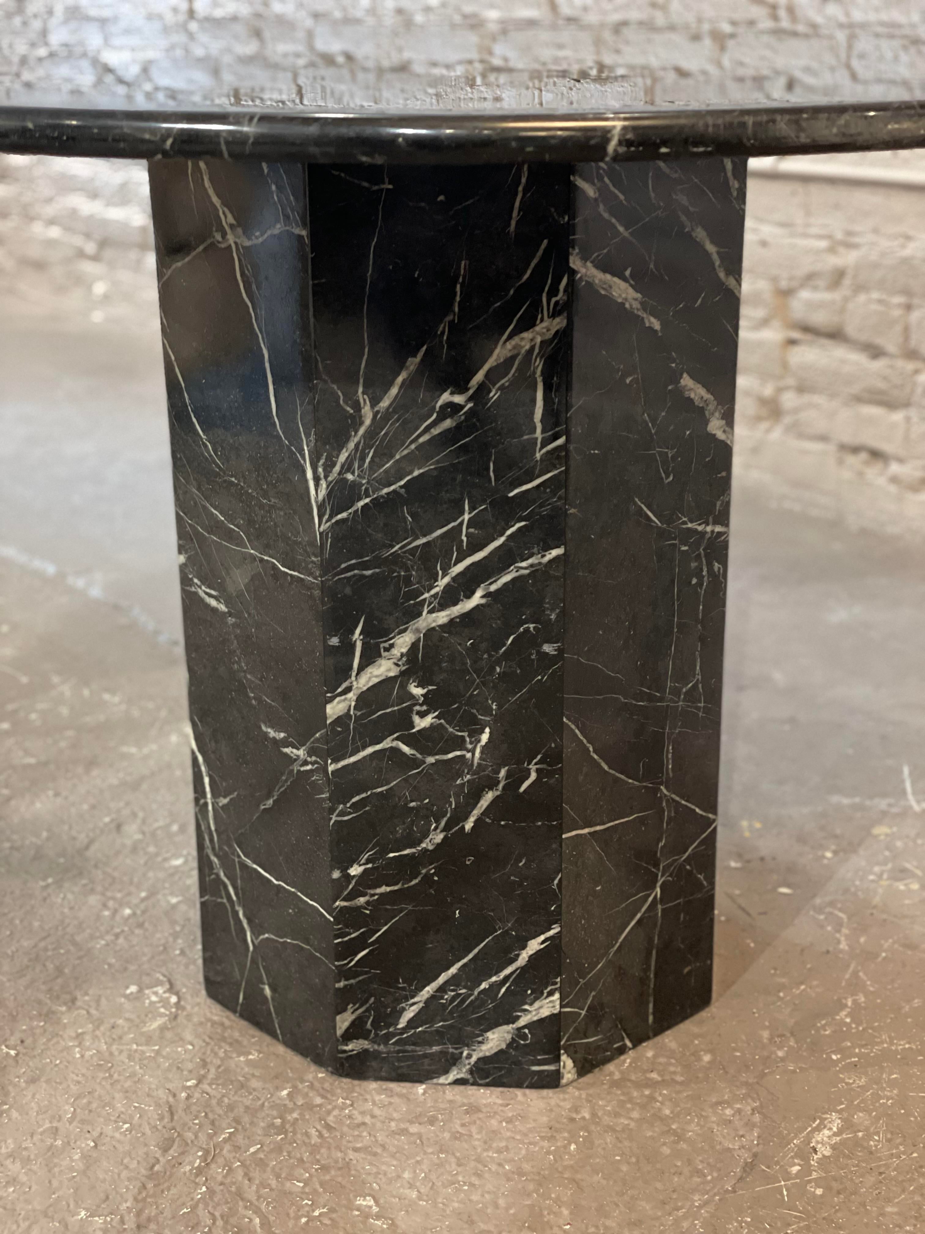 1980s Postmodern Nero Marquina Marble Dining Table