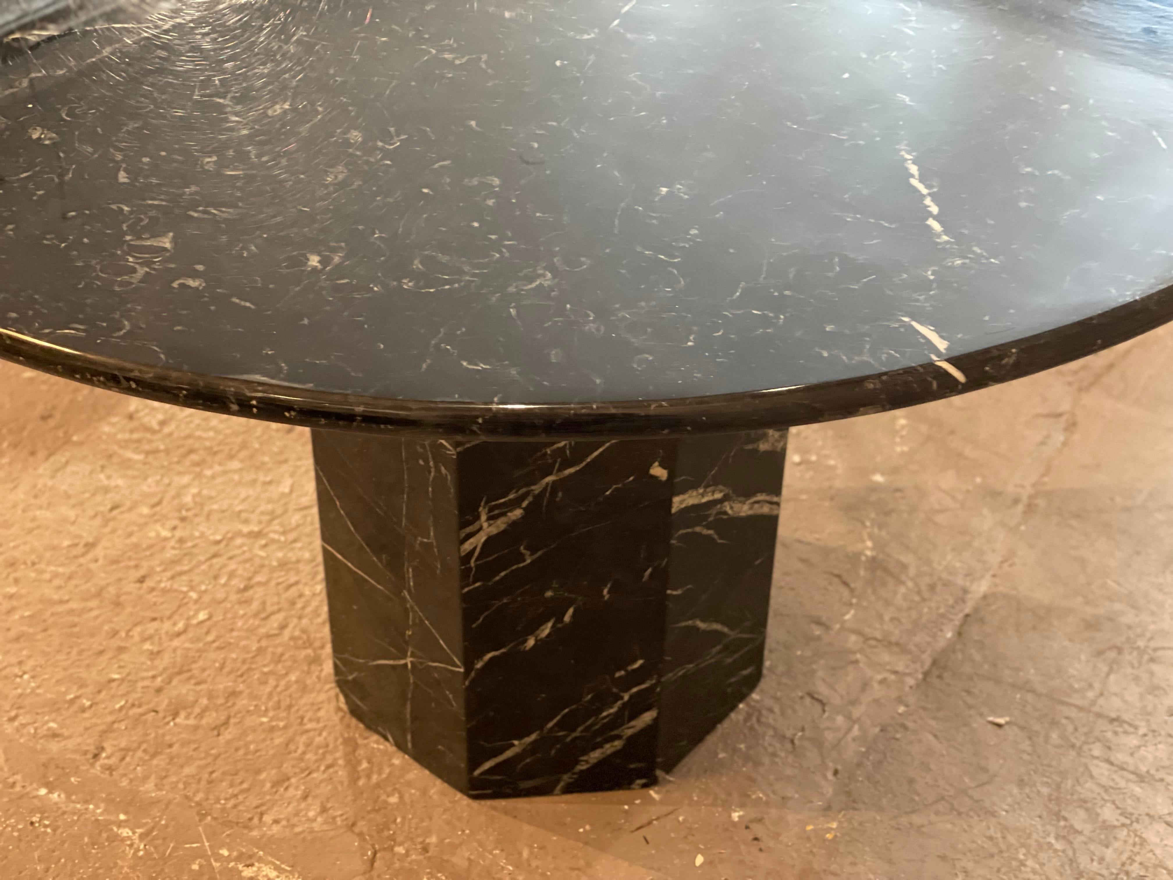 1980s Postmodern Nero Marquina Marble Dining Table