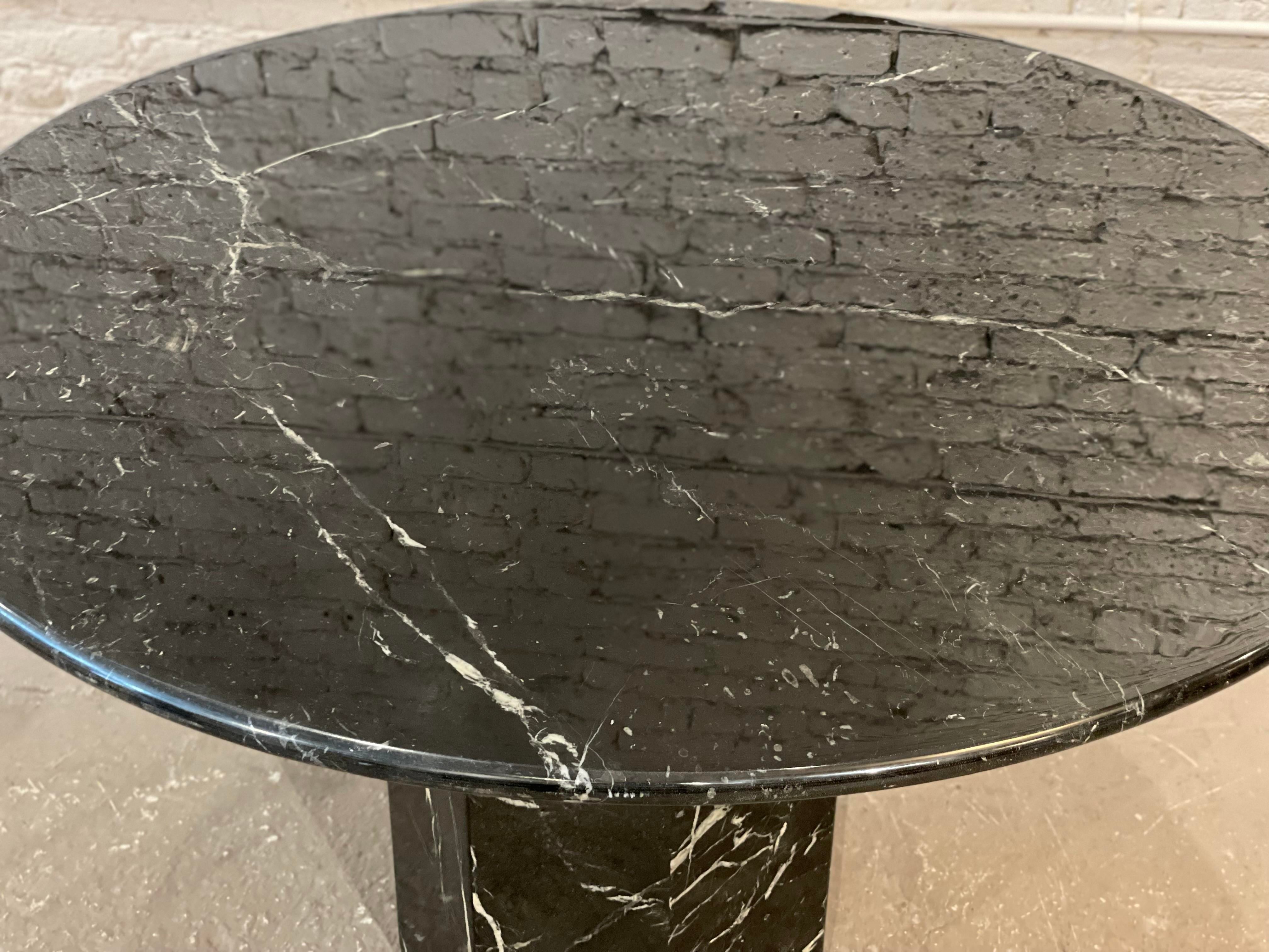 1980s Postmodern Nero Marquina Marble Dining Table