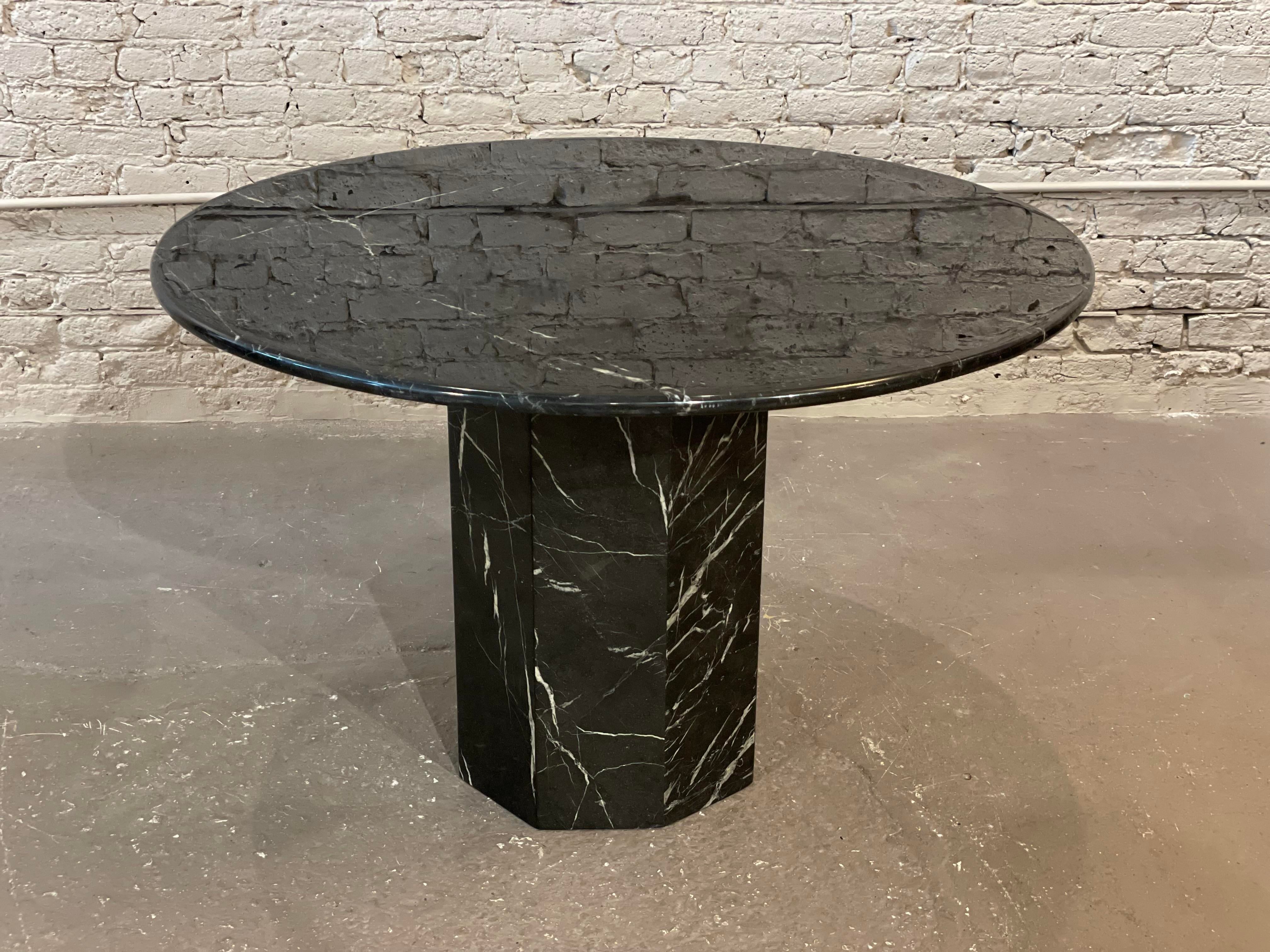 1980s Postmodern Nero Marquina Marble Dining Table