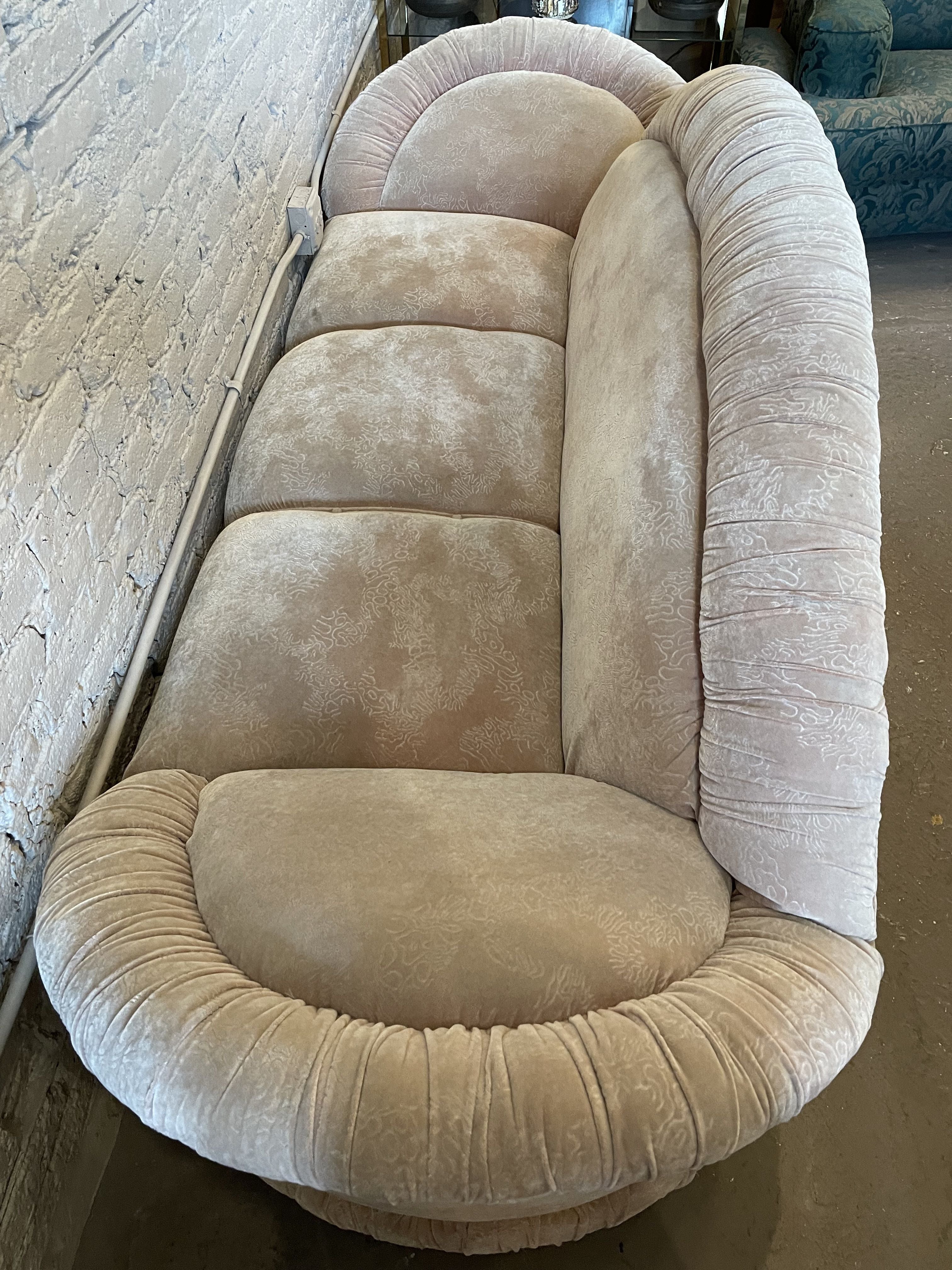 1980s Postmodern Sofa With Brass Detailing