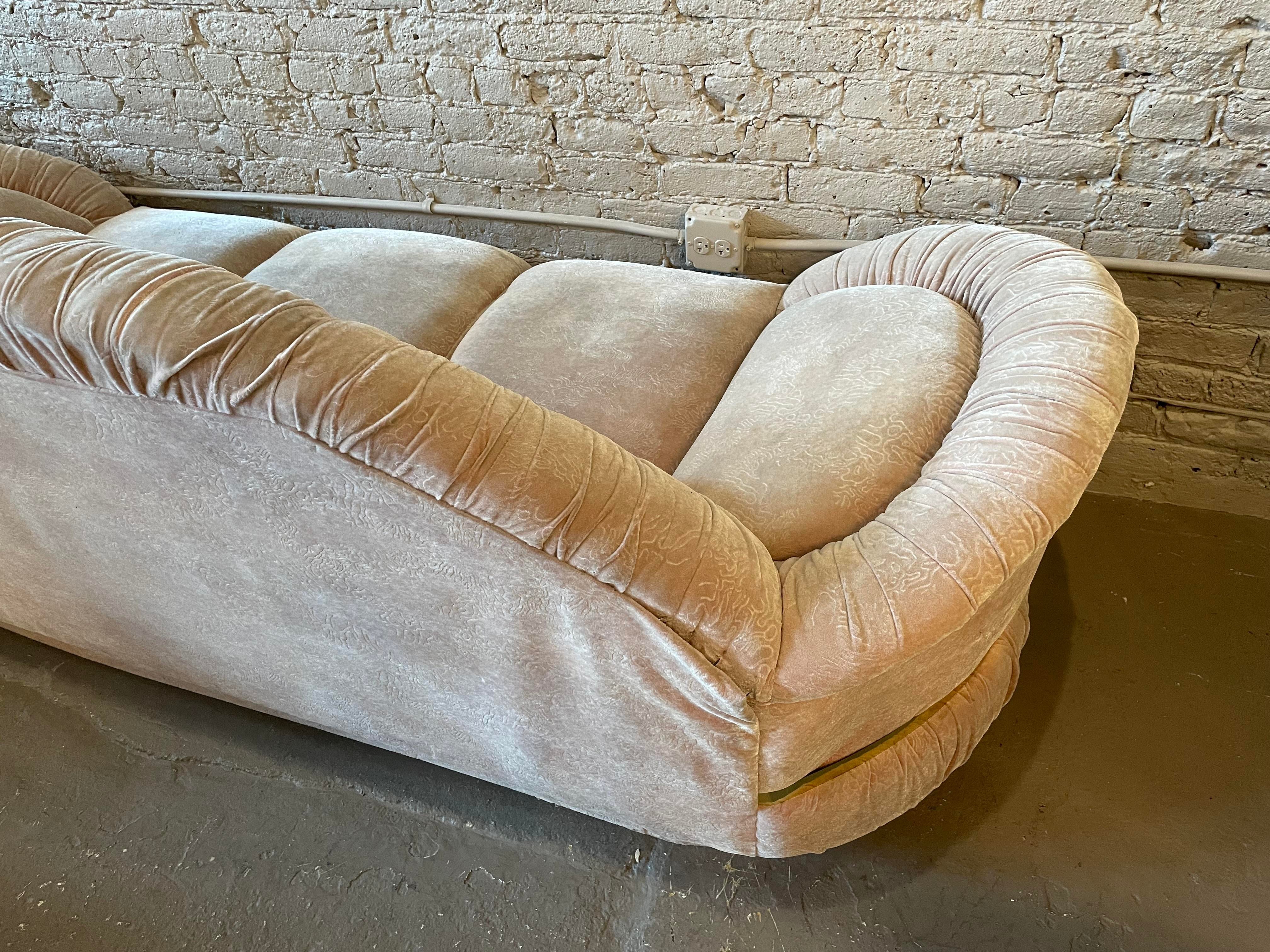 1980s Postmodern Sofa With Brass Detailing