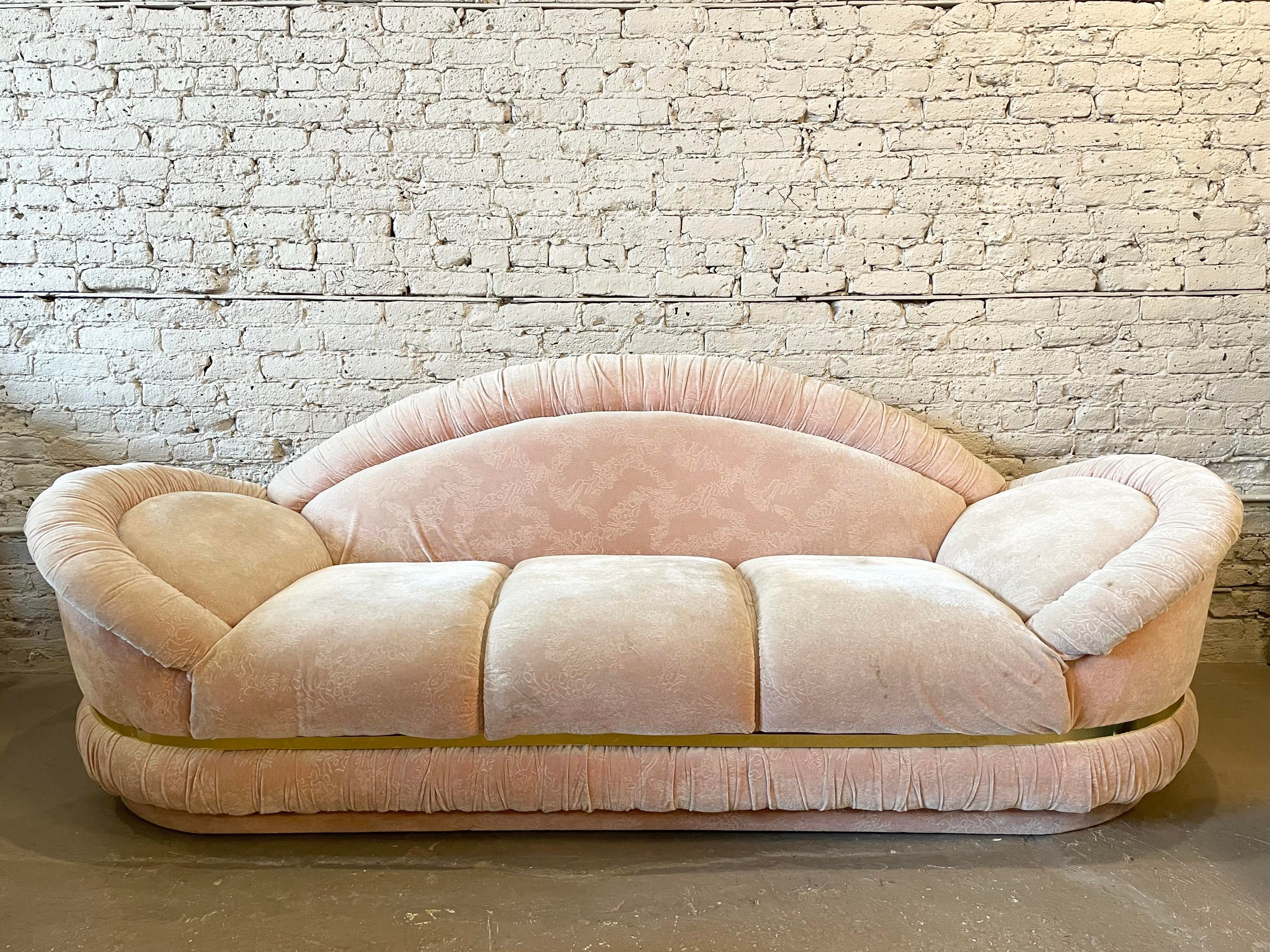 1980s Postmodern Sofa With Brass Detailing