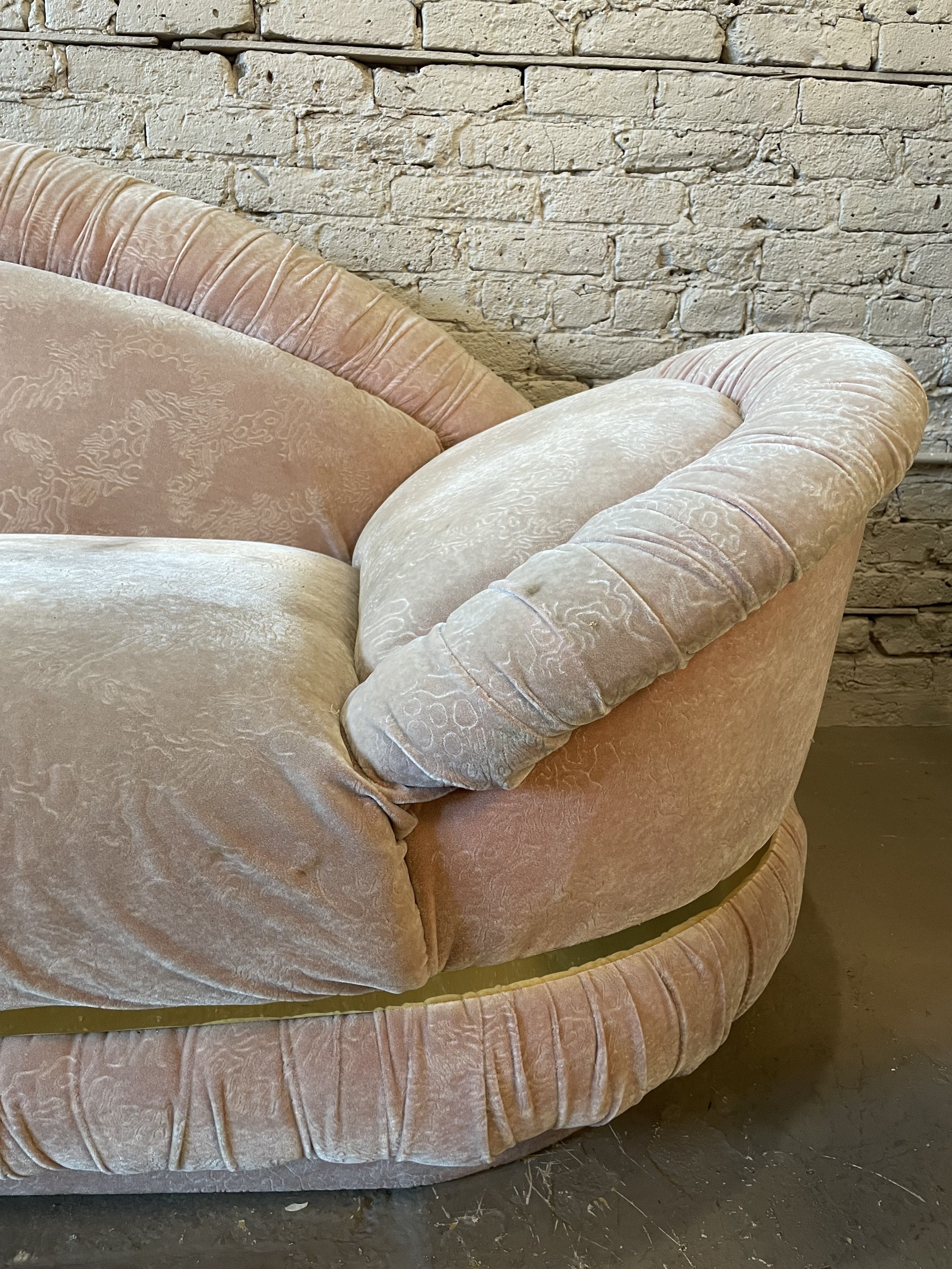 1980s Postmodern Sofa With Brass Detailing