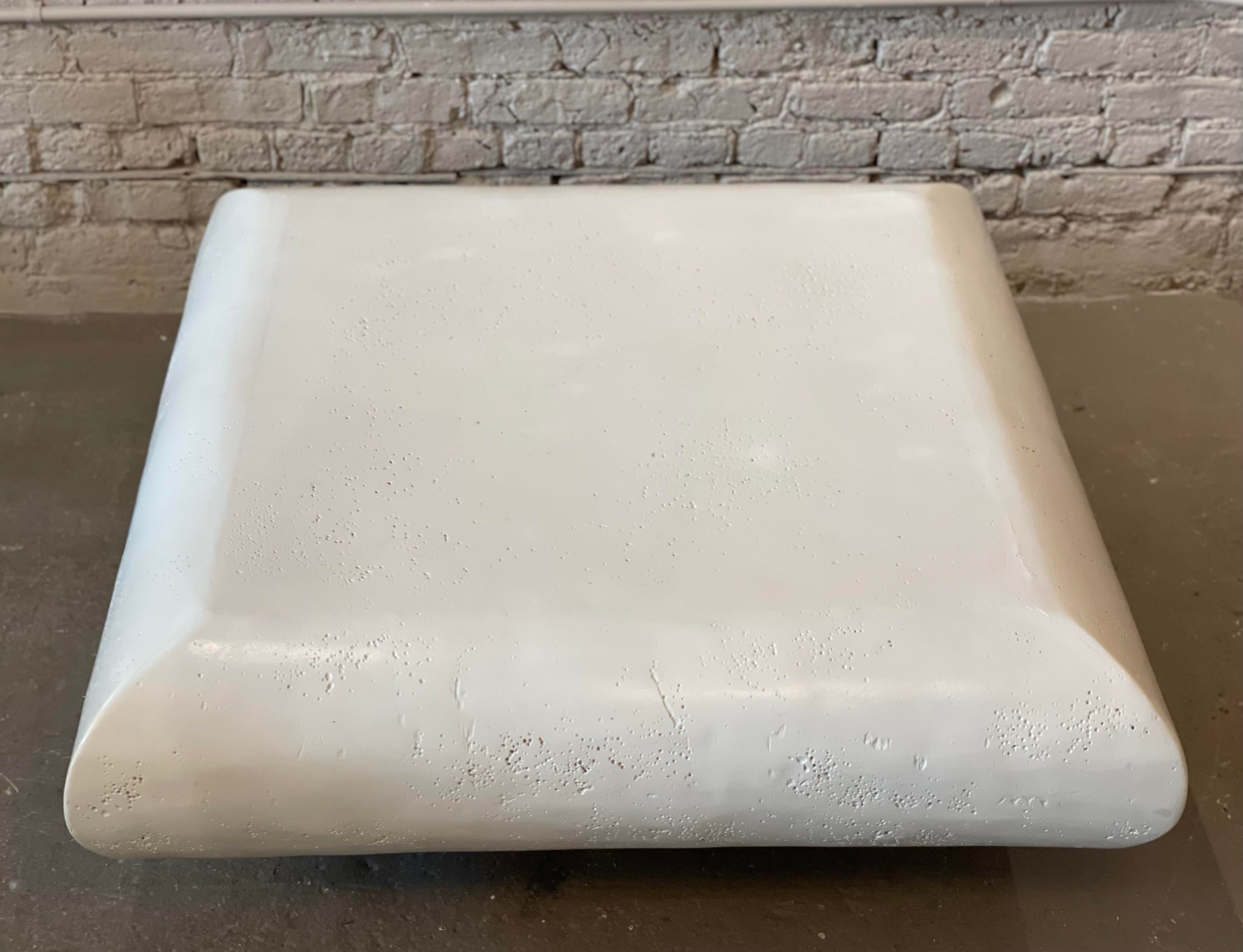 1980s Postmodern Square Plaster Coffee Table on Plinth Base