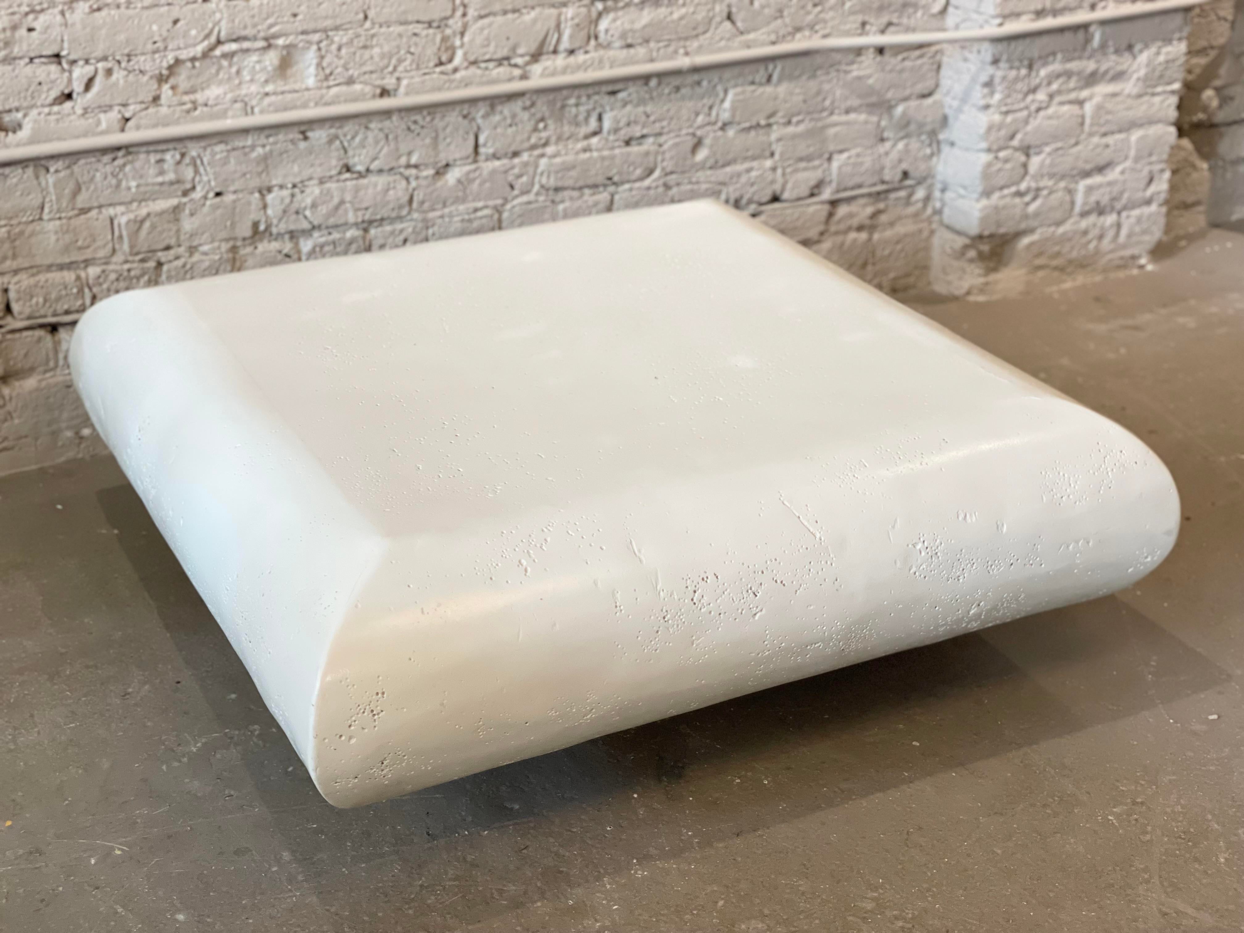1980s Postmodern Square Plaster Coffee Table on Plinth Base