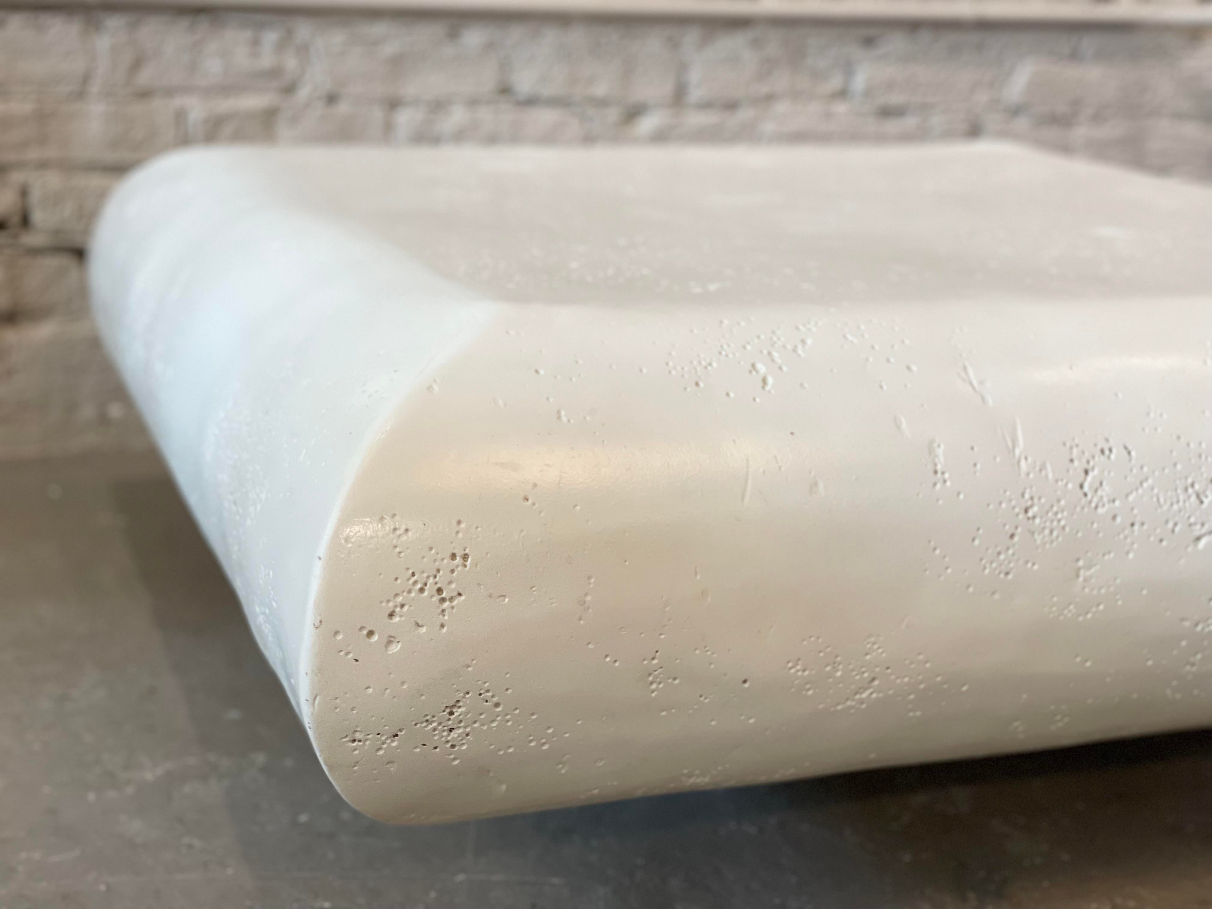 1980s Postmodern Square Plaster Coffee Table on Plinth Base