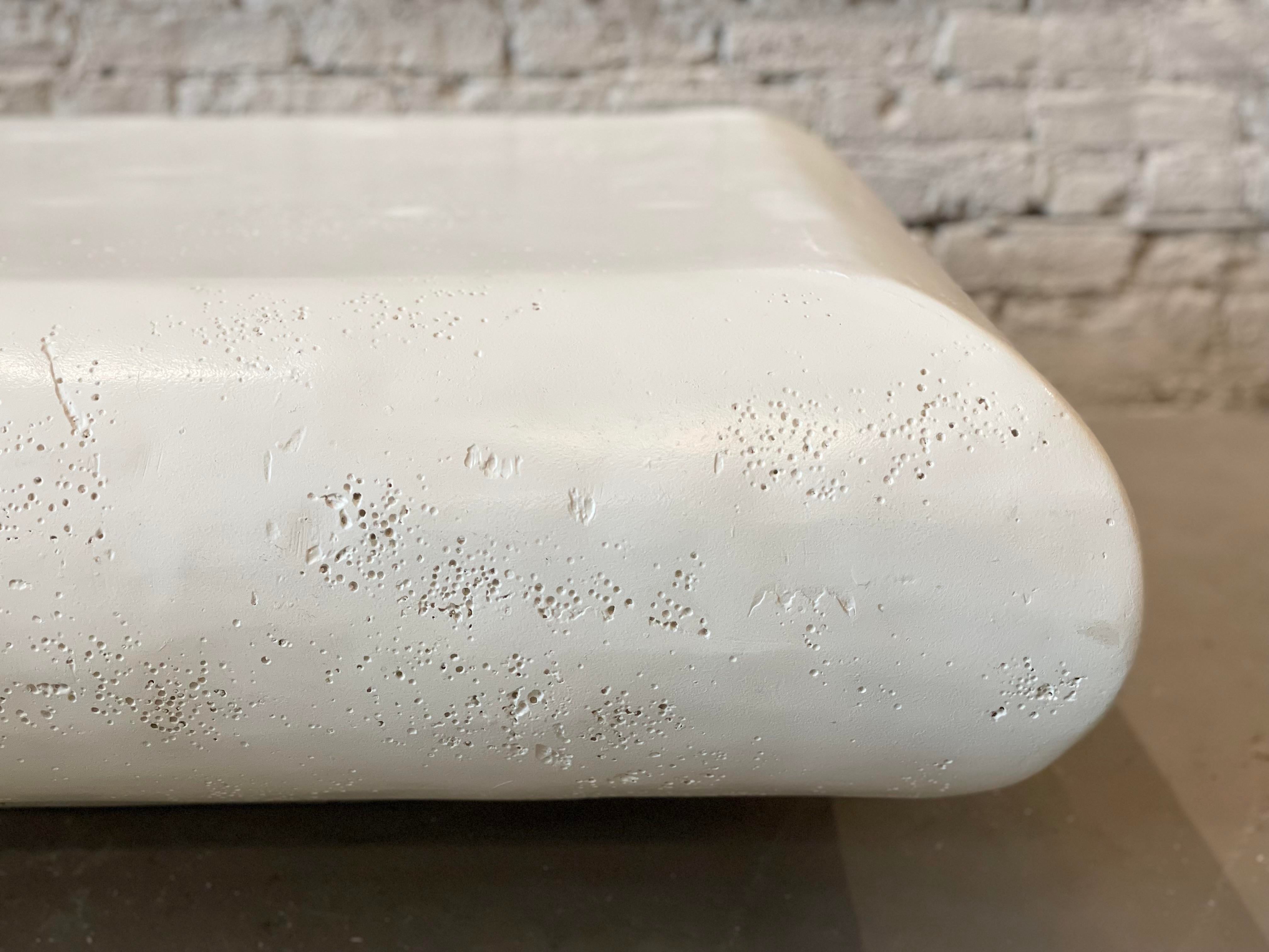 1980s Postmodern Square Plaster Coffee Table on Plinth Base