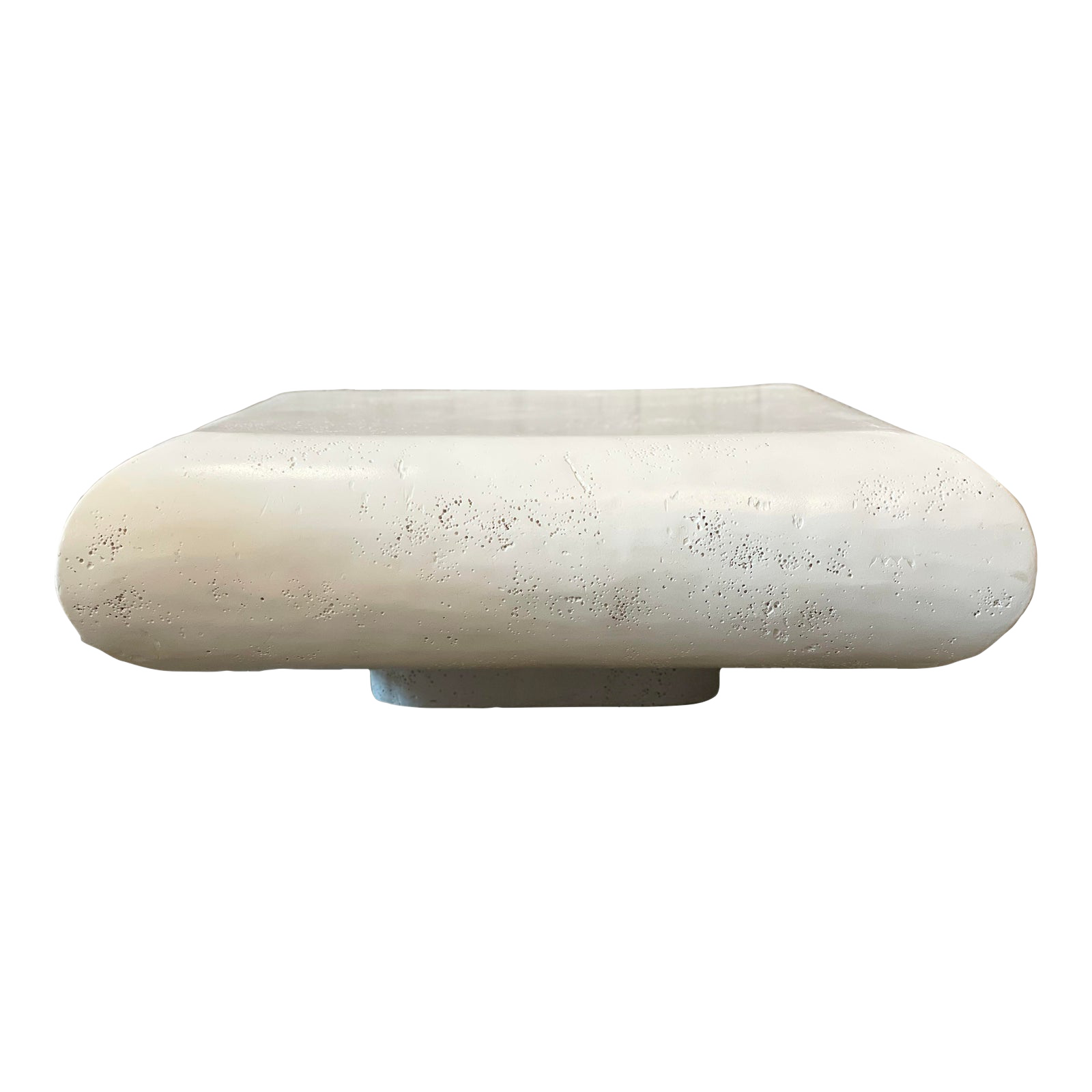 1980s Postmodern Square Plaster Coffee Table on Plinth Base