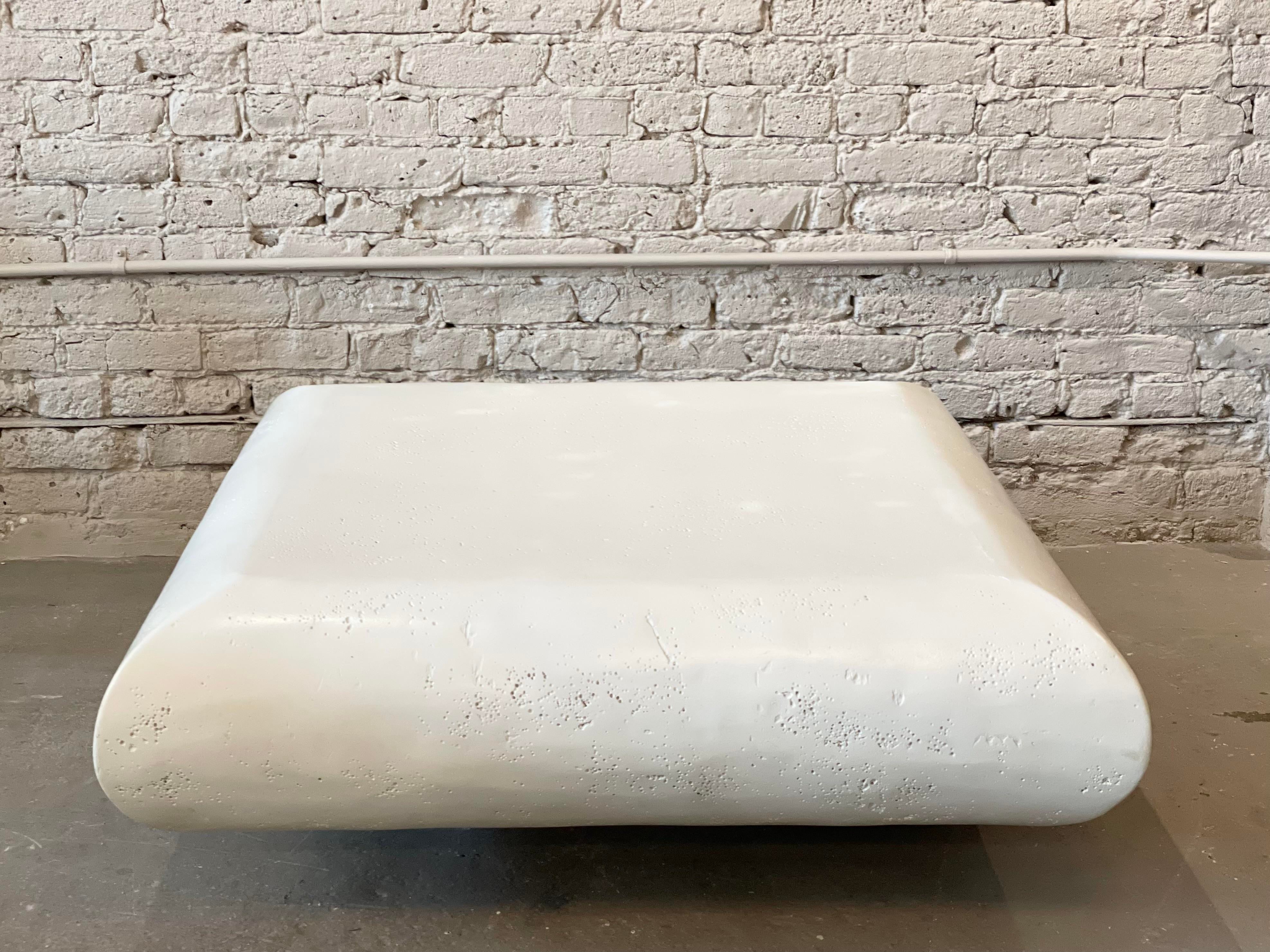 1980s Postmodern Square Plaster Coffee Table on Plinth Base