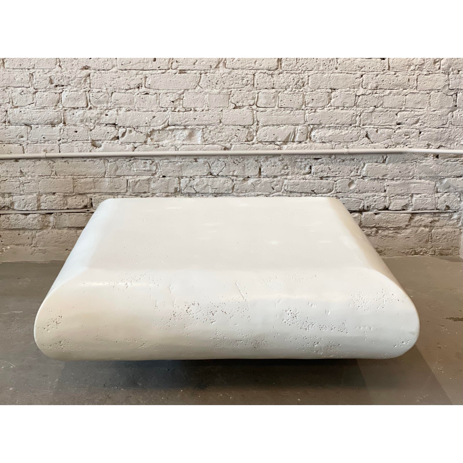 1980s Postmodern Square Plaster Coffee Table on Plinth Base