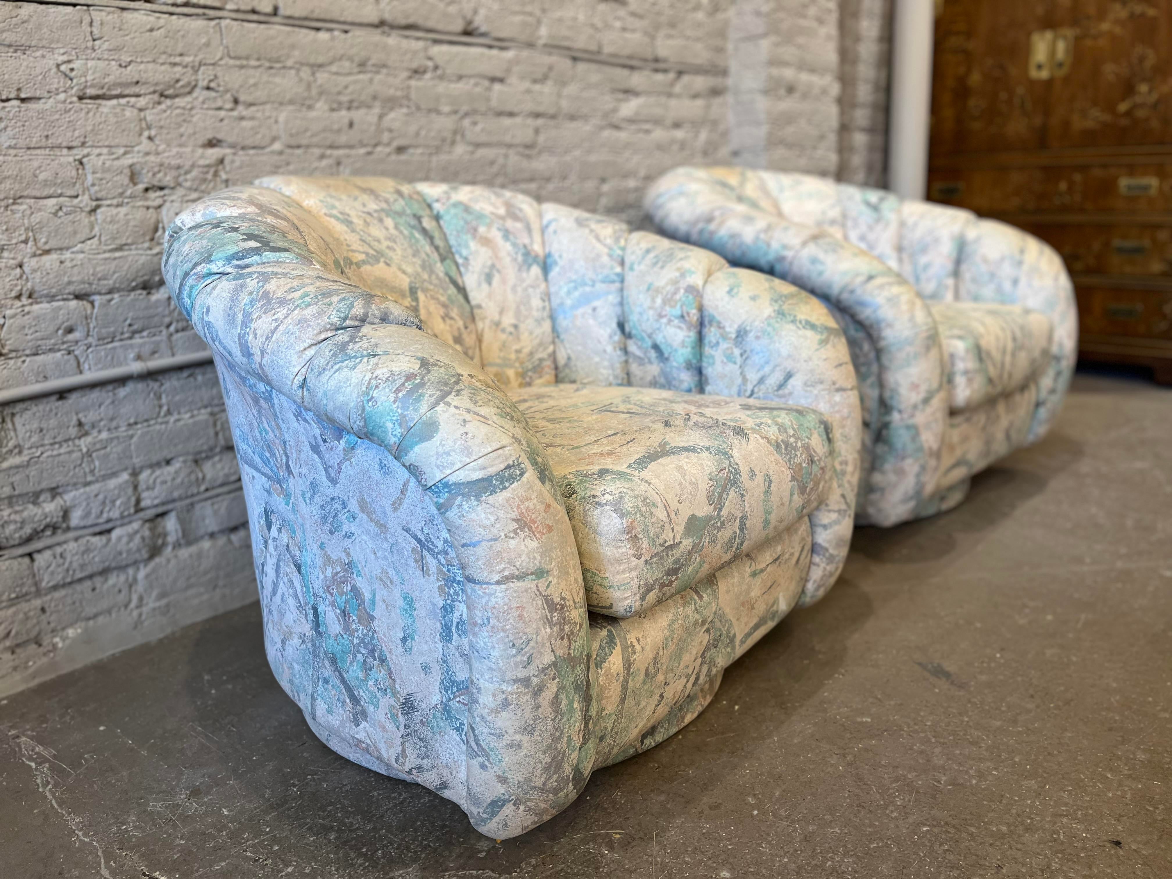 1980s Postmodern Swivel Chairs - a Pair