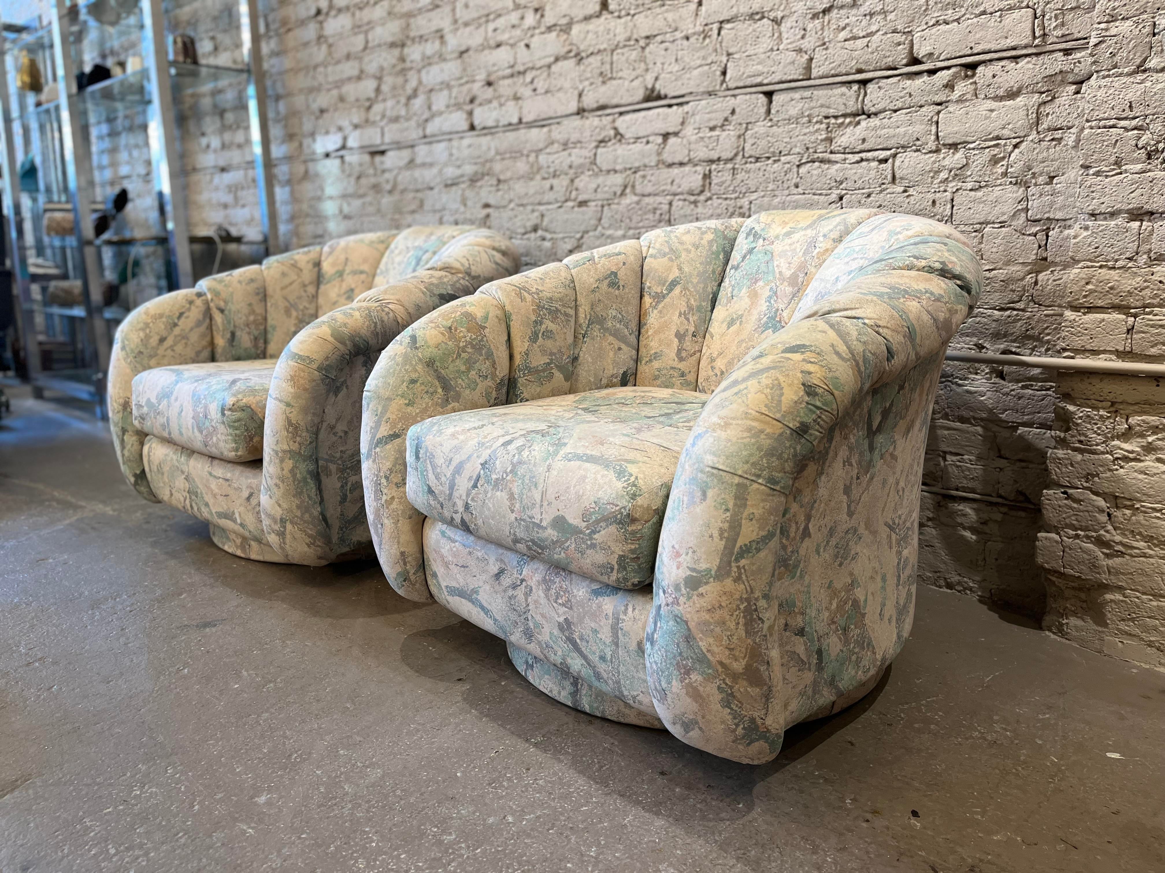 1980s Postmodern Swivel Chairs - a Pair