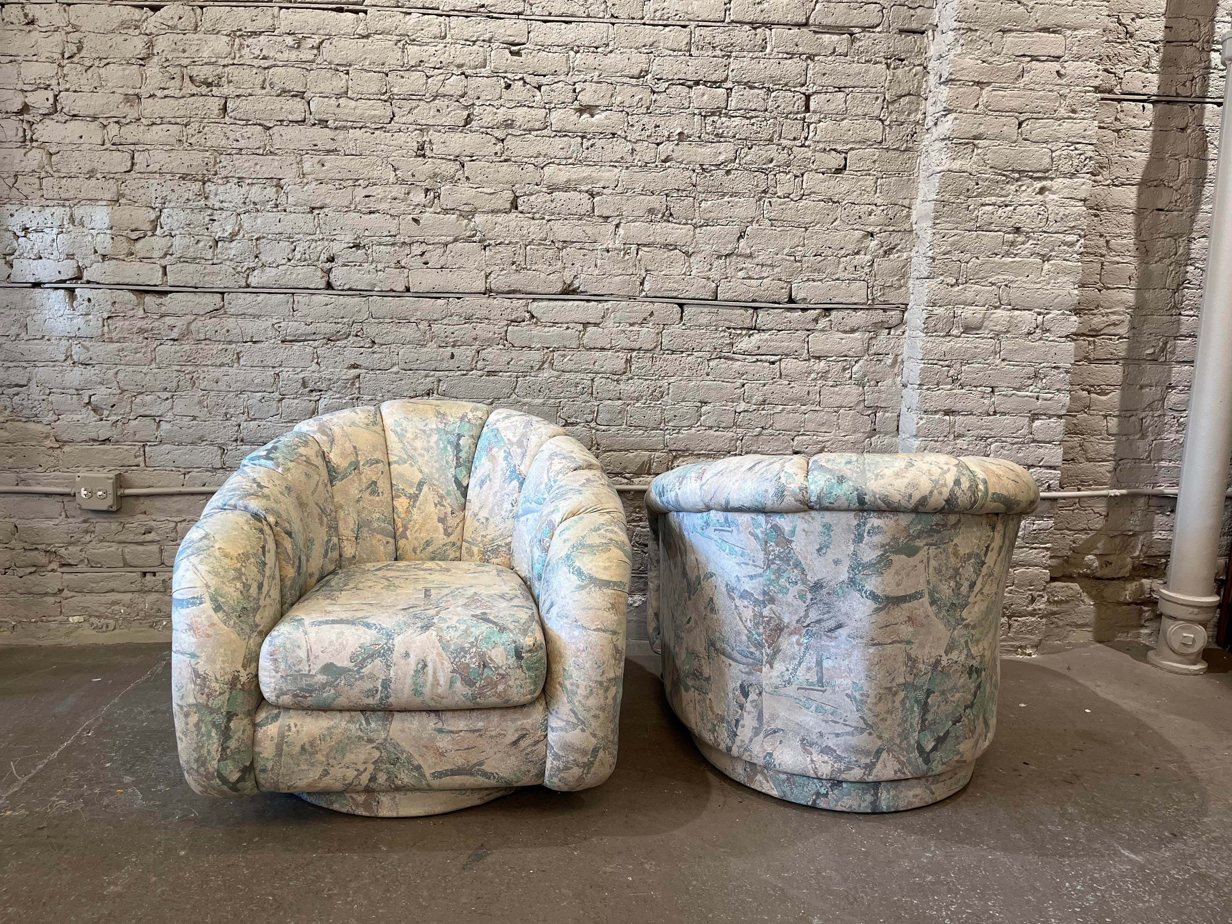 1980s Postmodern Swivel Chairs - a Pair