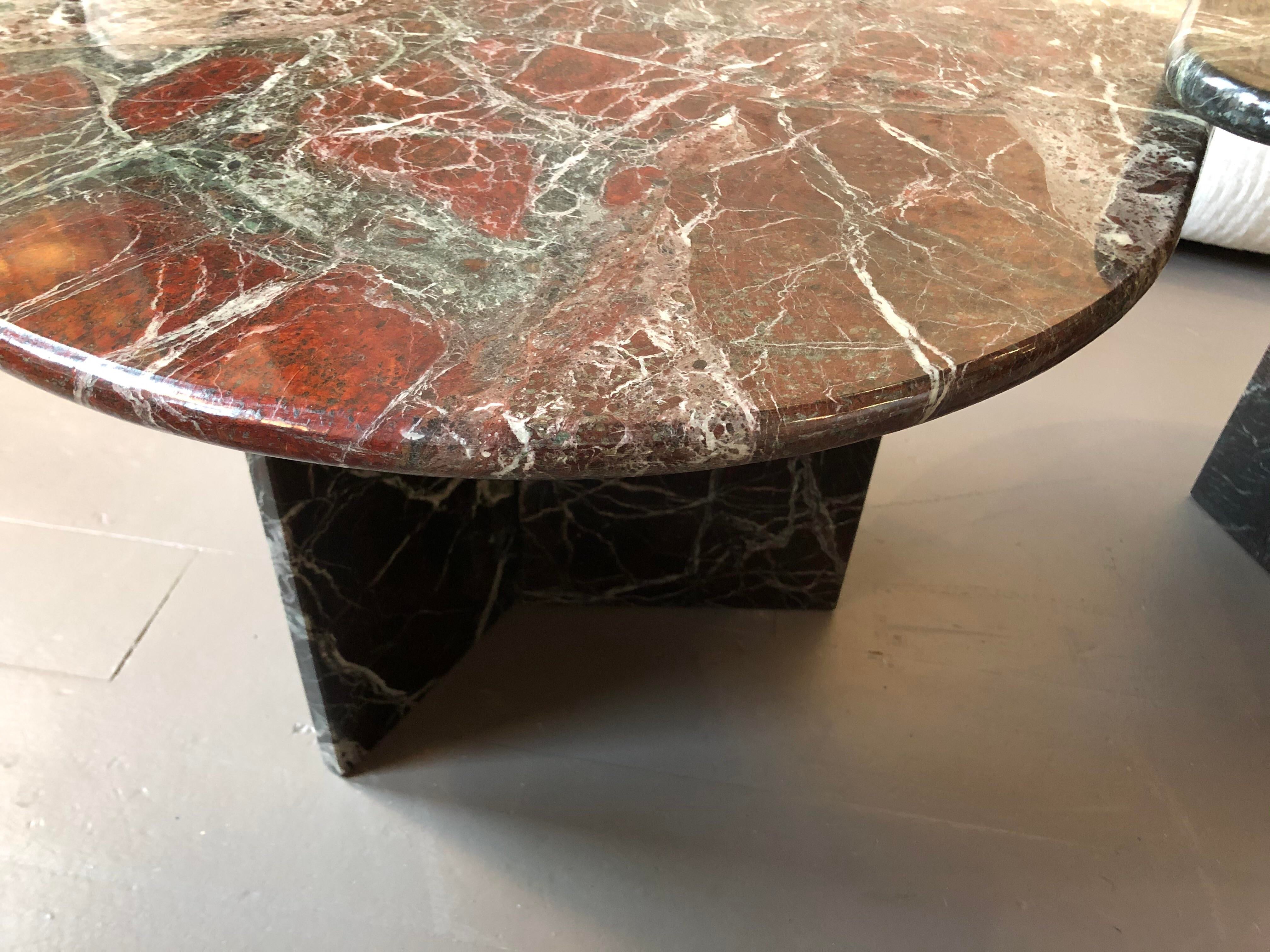 1980s Postmodern Tear Drop Marble Coffee Tables - a Pair