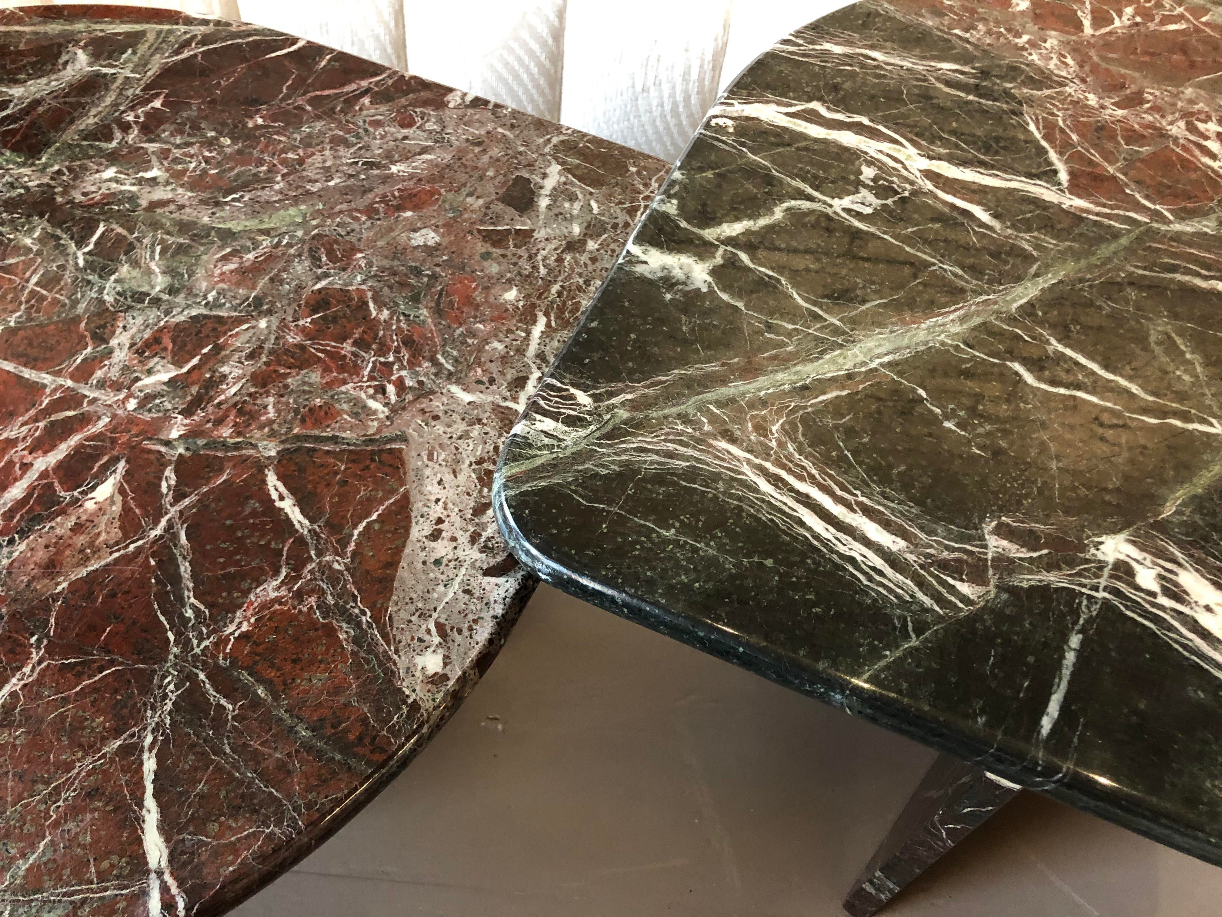 1980s Postmodern Tear Drop Marble Coffee Tables - a Pair