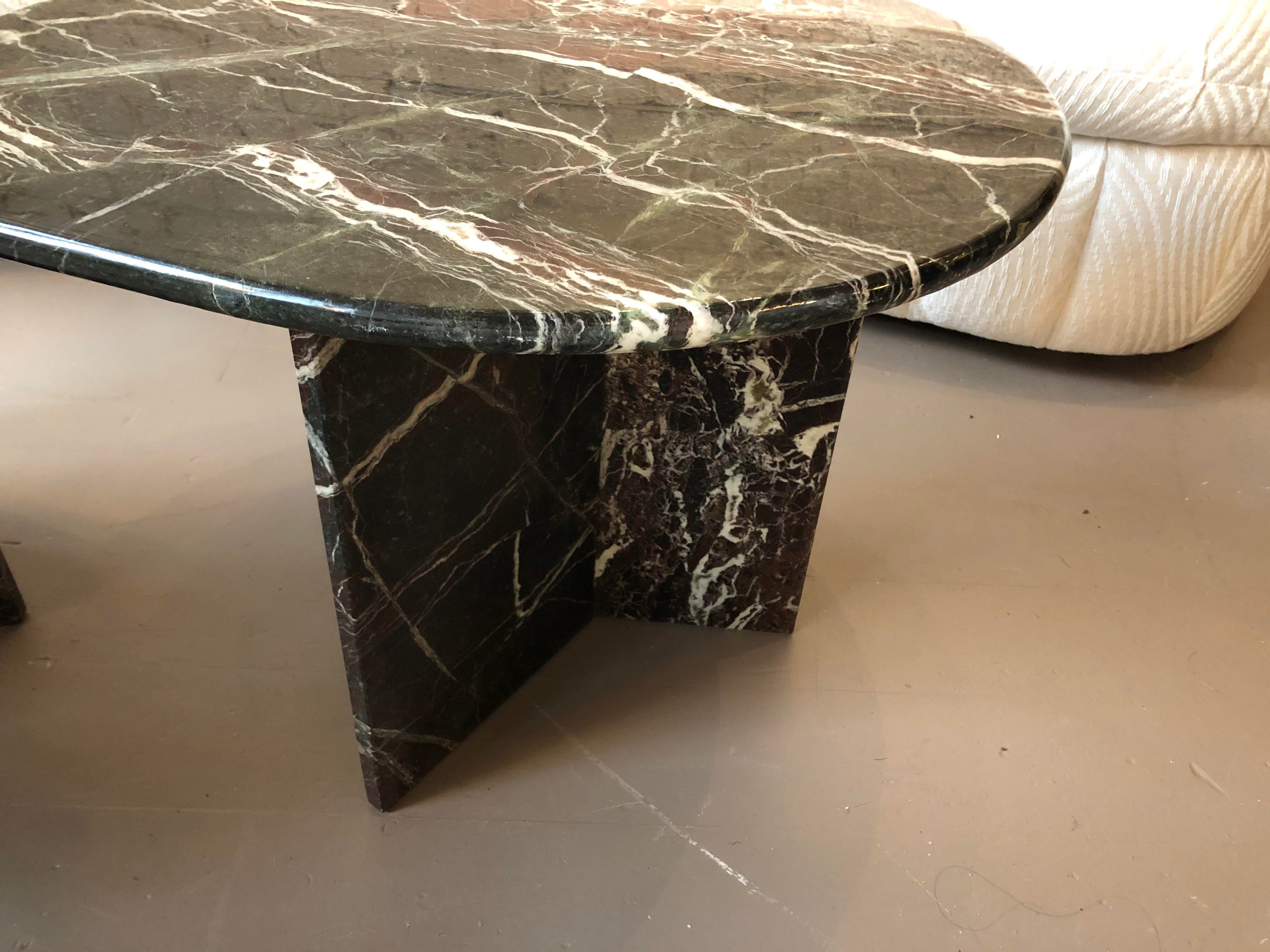 1980s Postmodern Tear Drop Marble Coffee Tables - a Pair