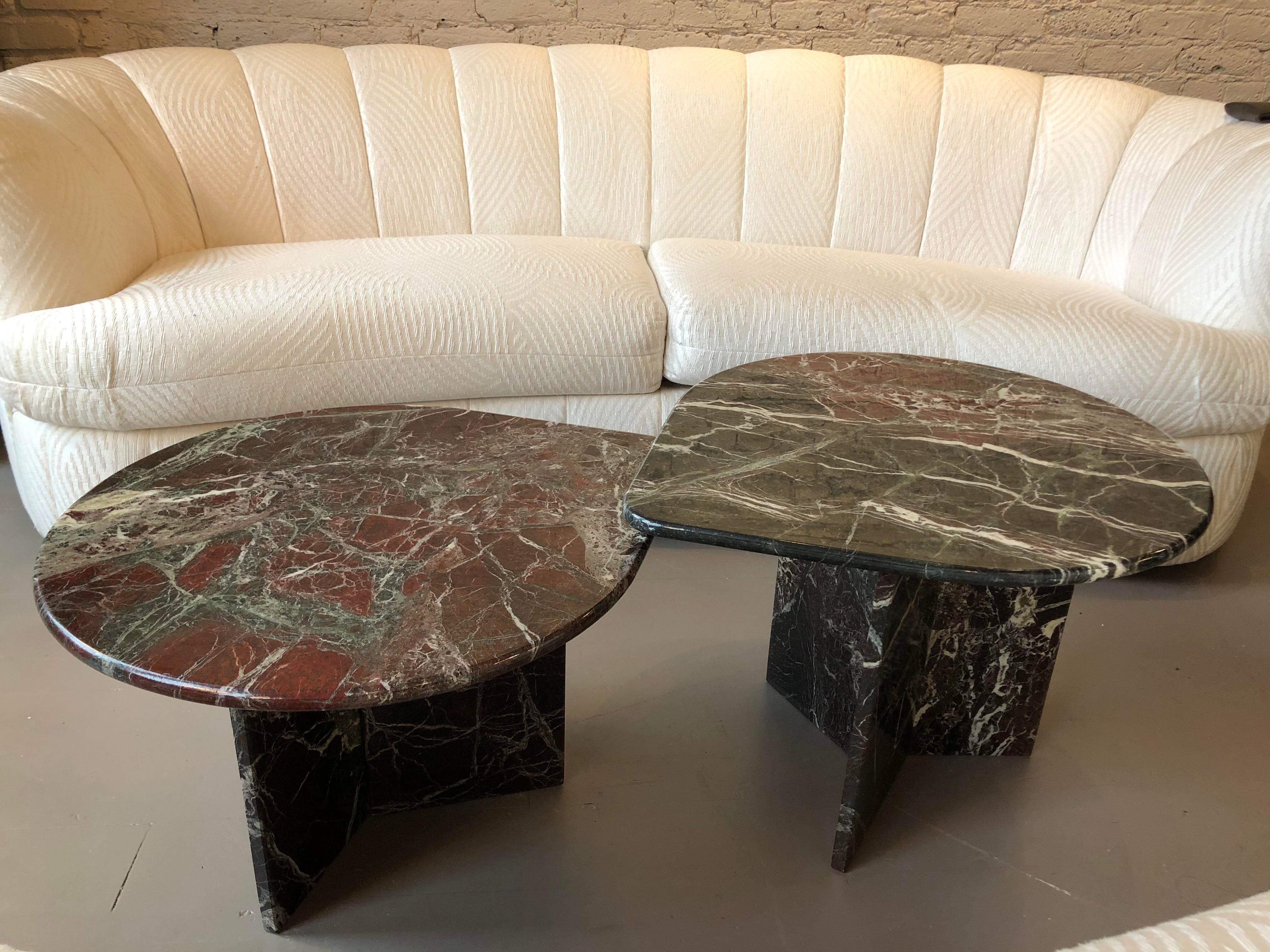1980s Postmodern Tear Drop Marble Coffee Tables - a Pair