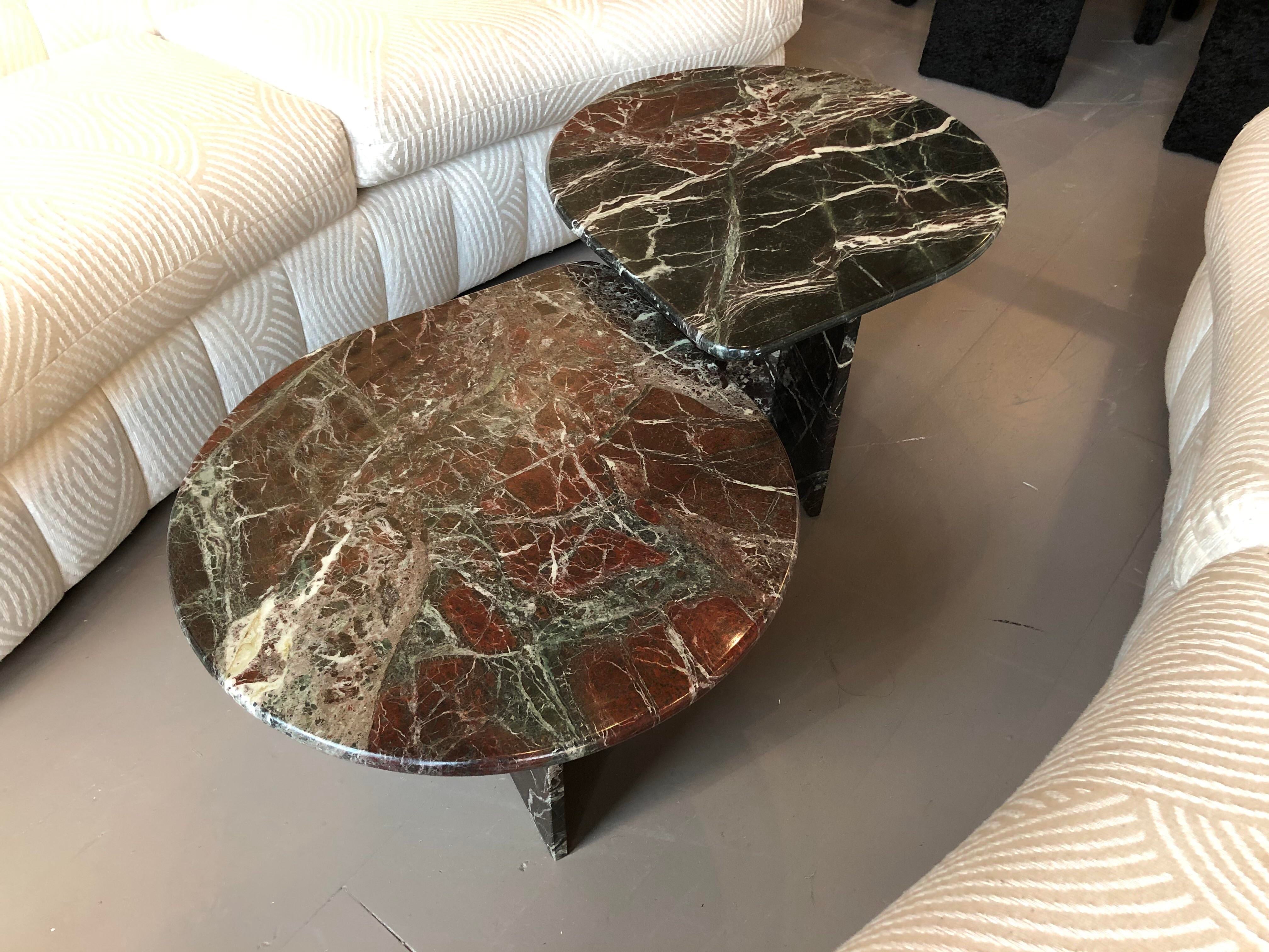 1980s Postmodern Tear Drop Marble Coffee Tables - a Pair