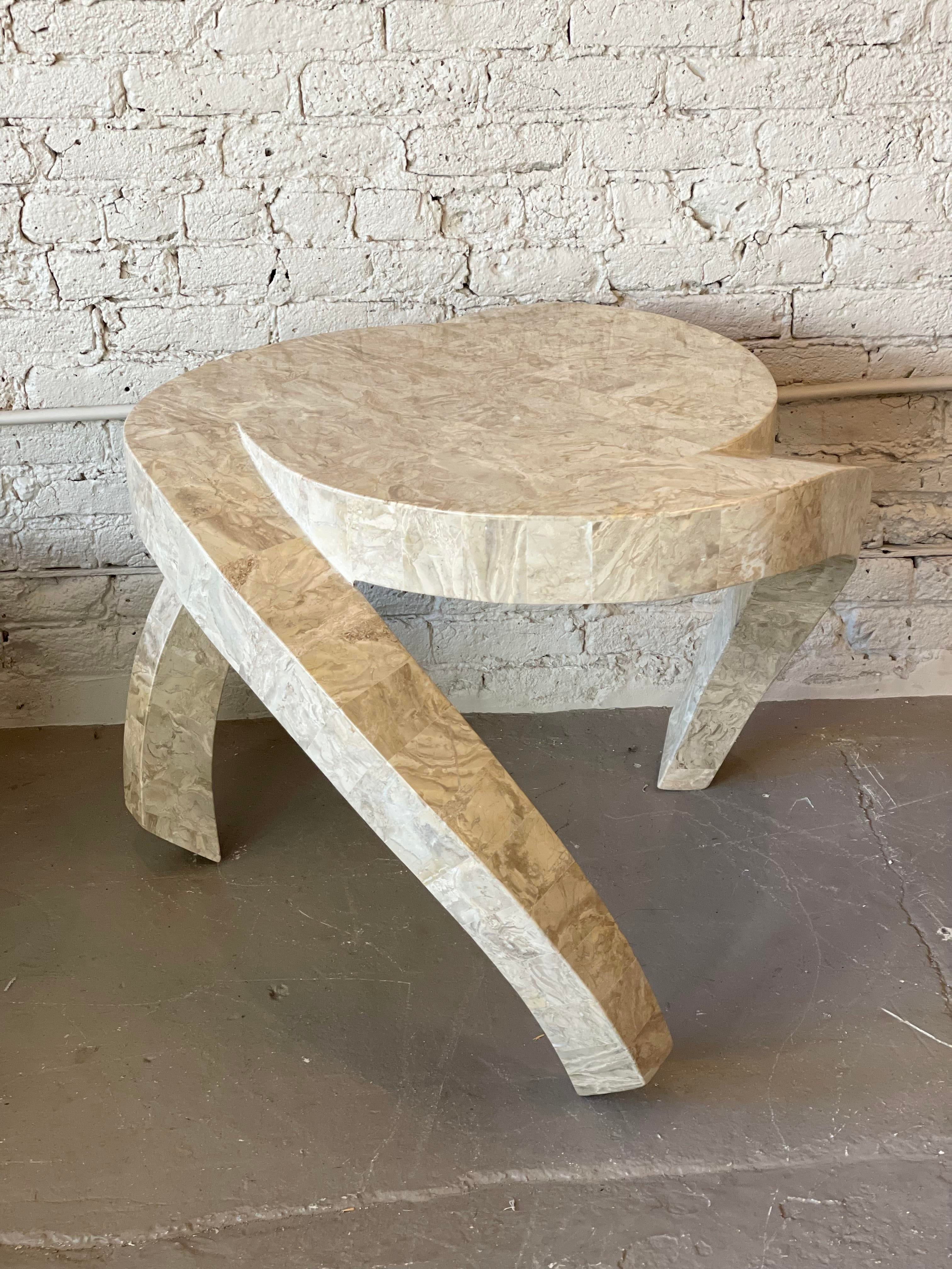 1980s Postmodern Tessellated Stone Side Table