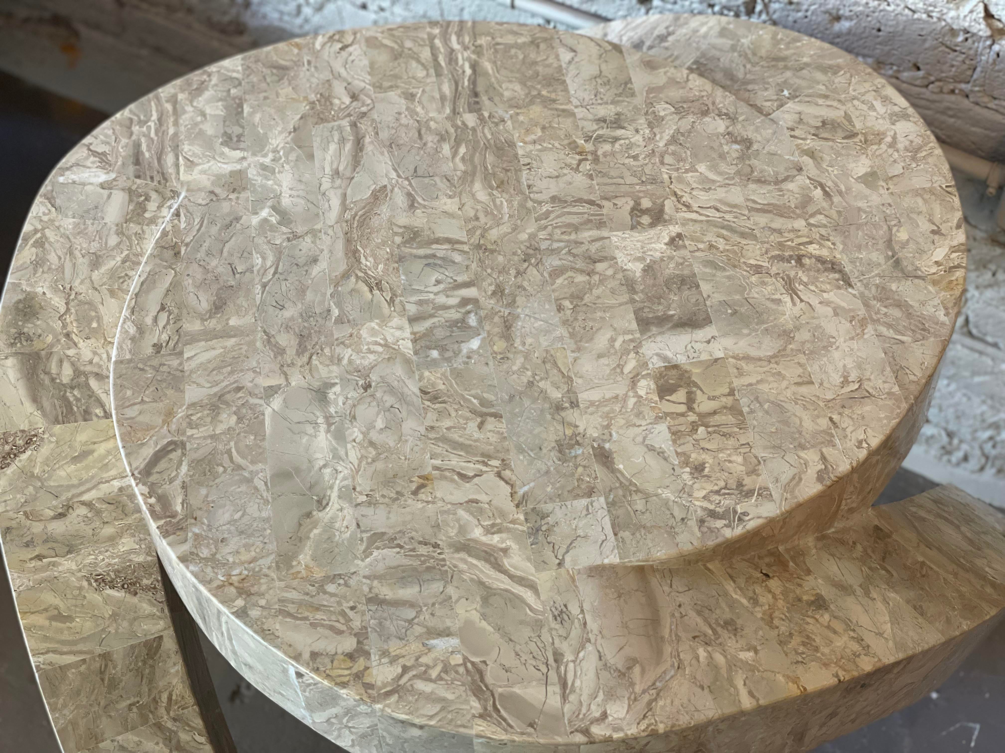 1980s Postmodern Tessellated Stone Side Table