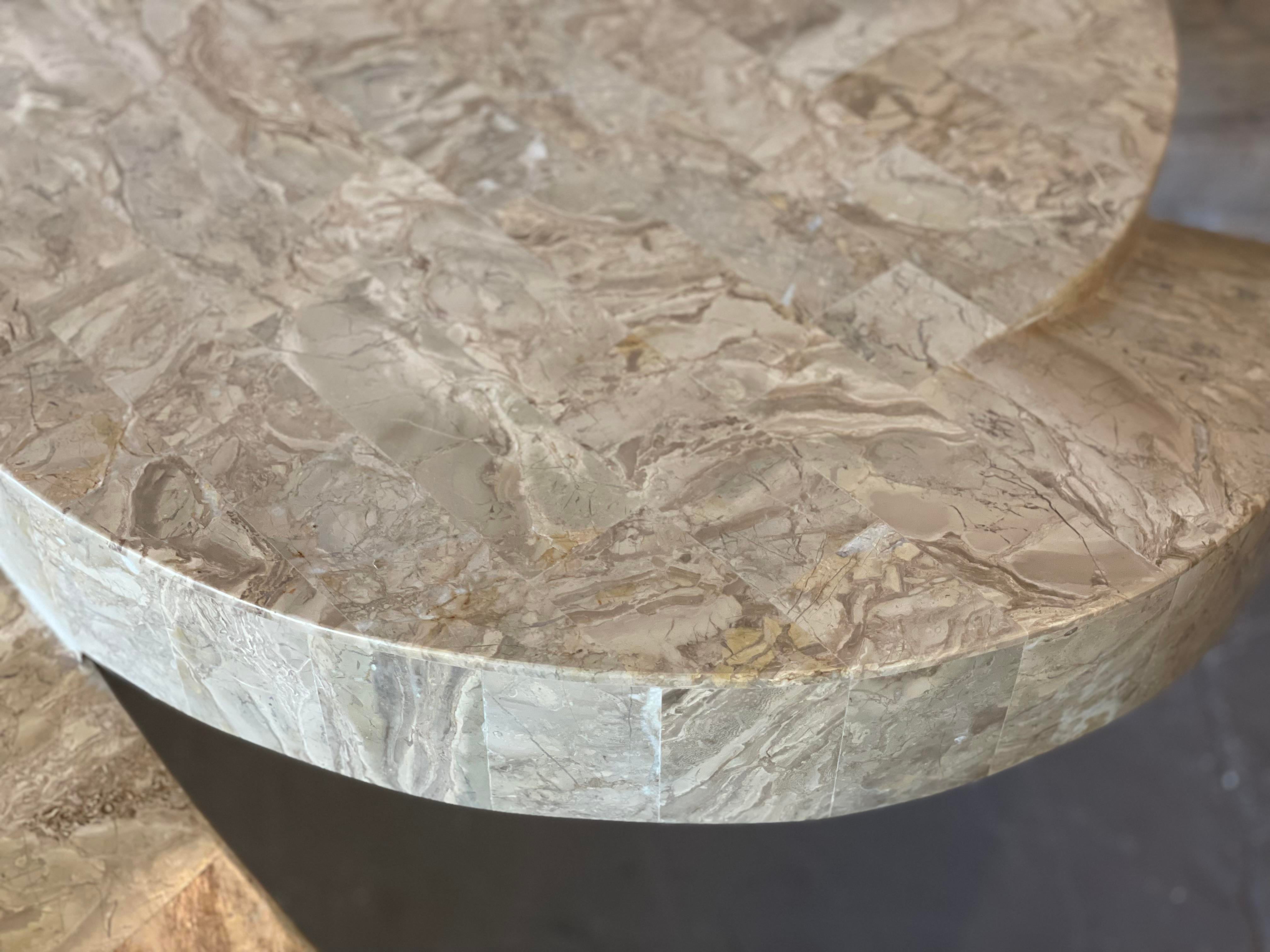 1980s Postmodern Tessellated Stone Side Table