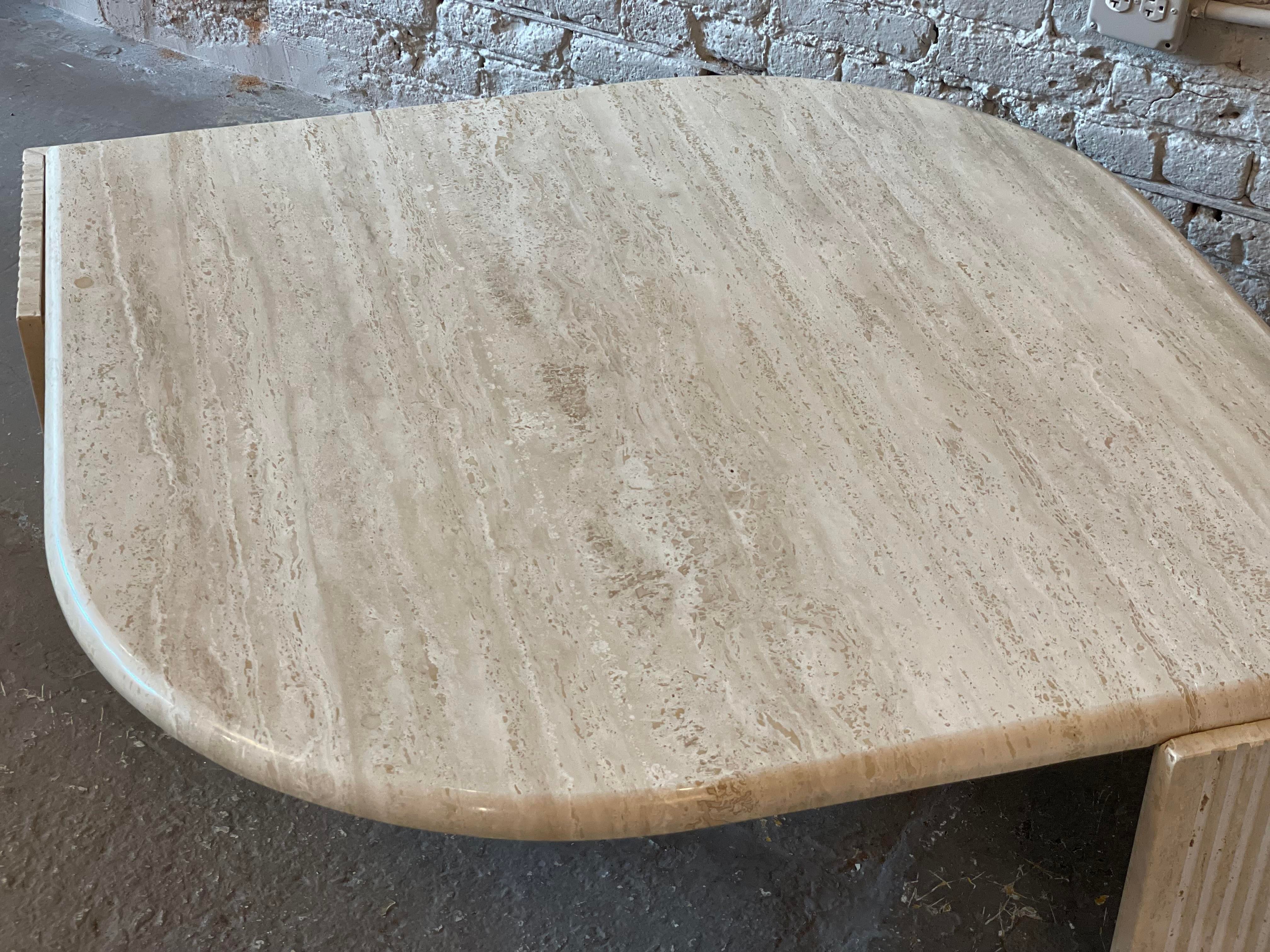 1980s Postmodern Travertine Eye Tear Shape Coffee Table