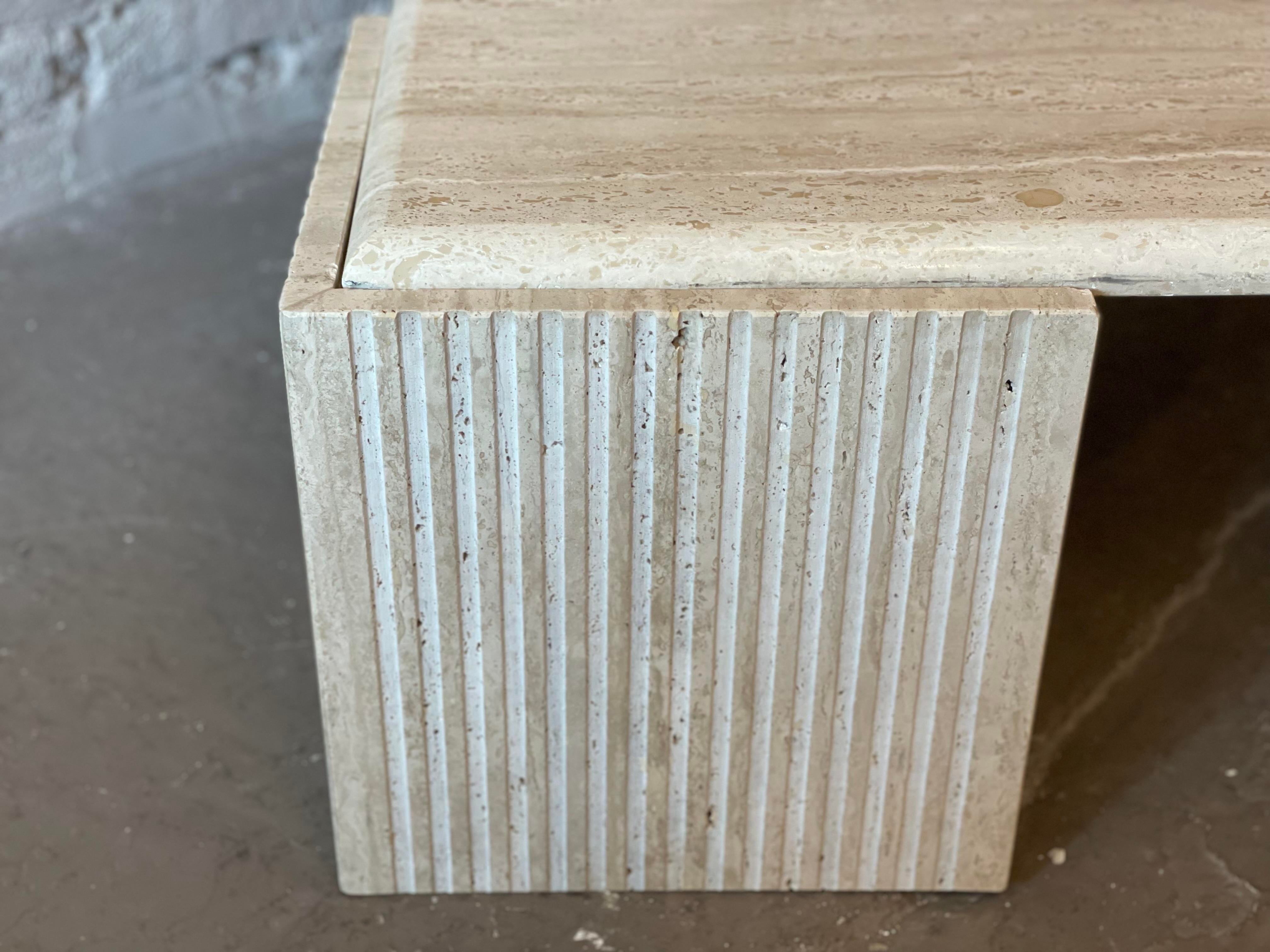 1980s Postmodern Travertine Eye Tear Shape Coffee Table