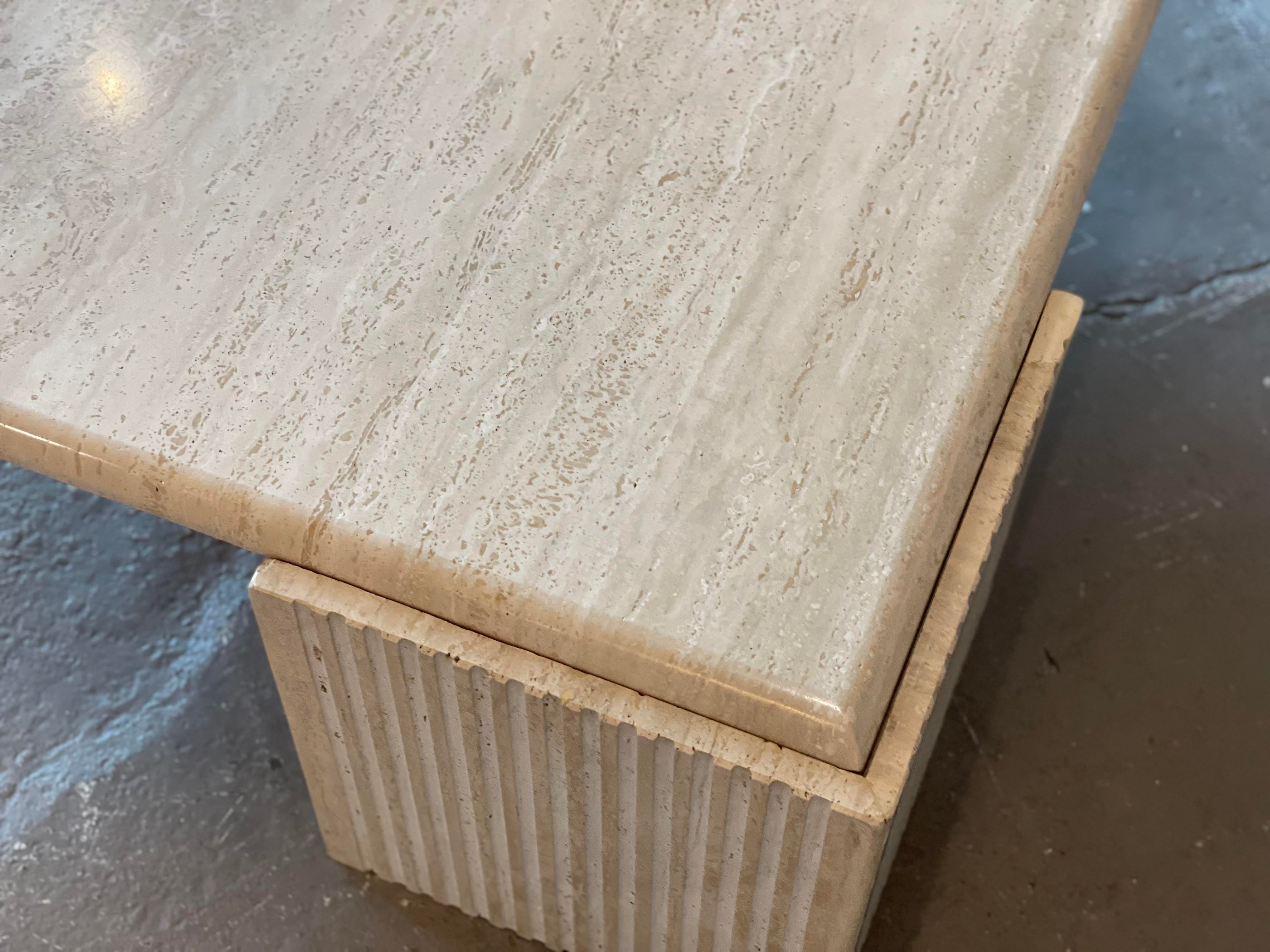 1980s Postmodern Travertine Eye Tear Shape Coffee Table