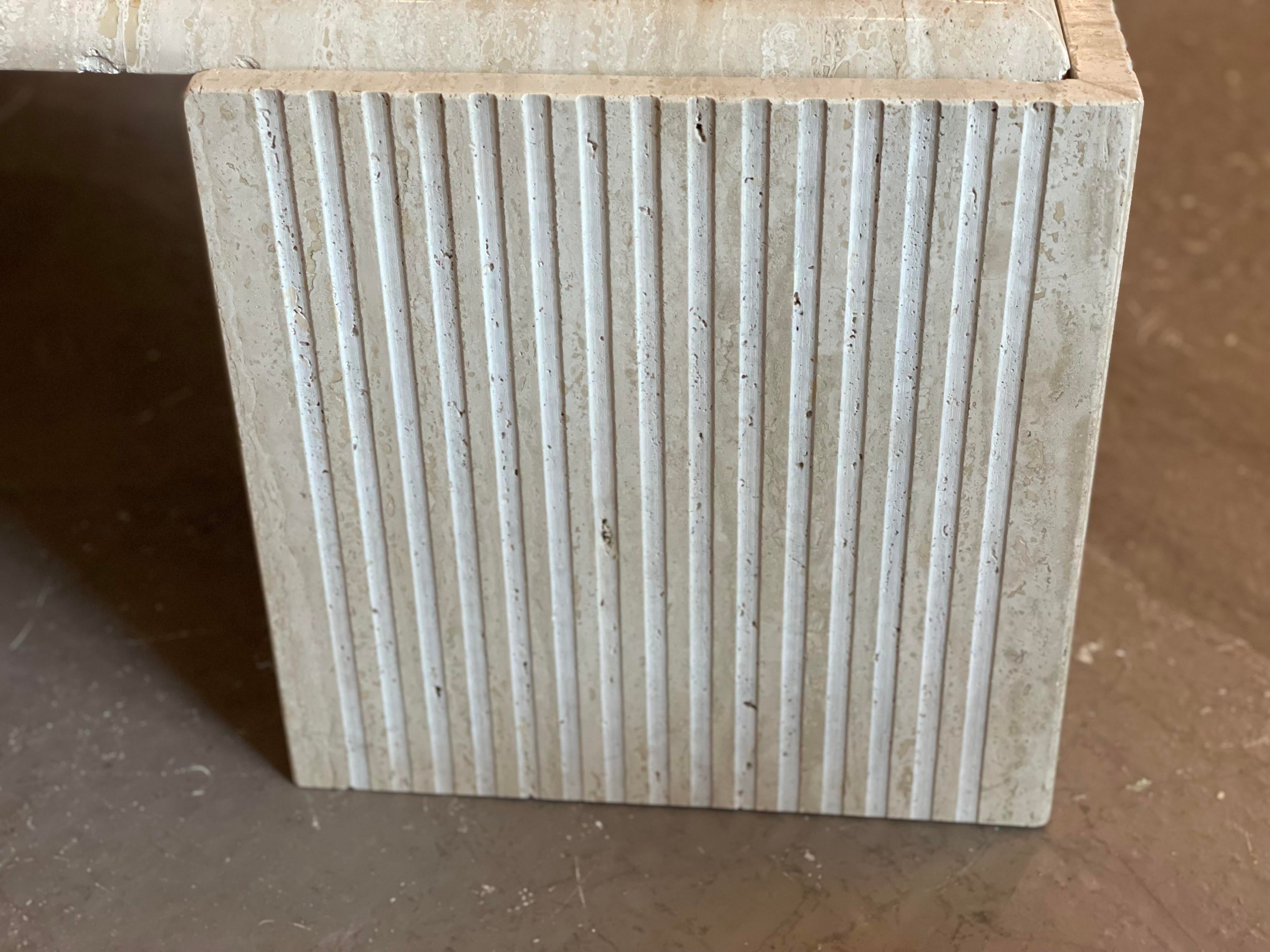 1980s Postmodern Travertine Eye Tear Shape Coffee Table